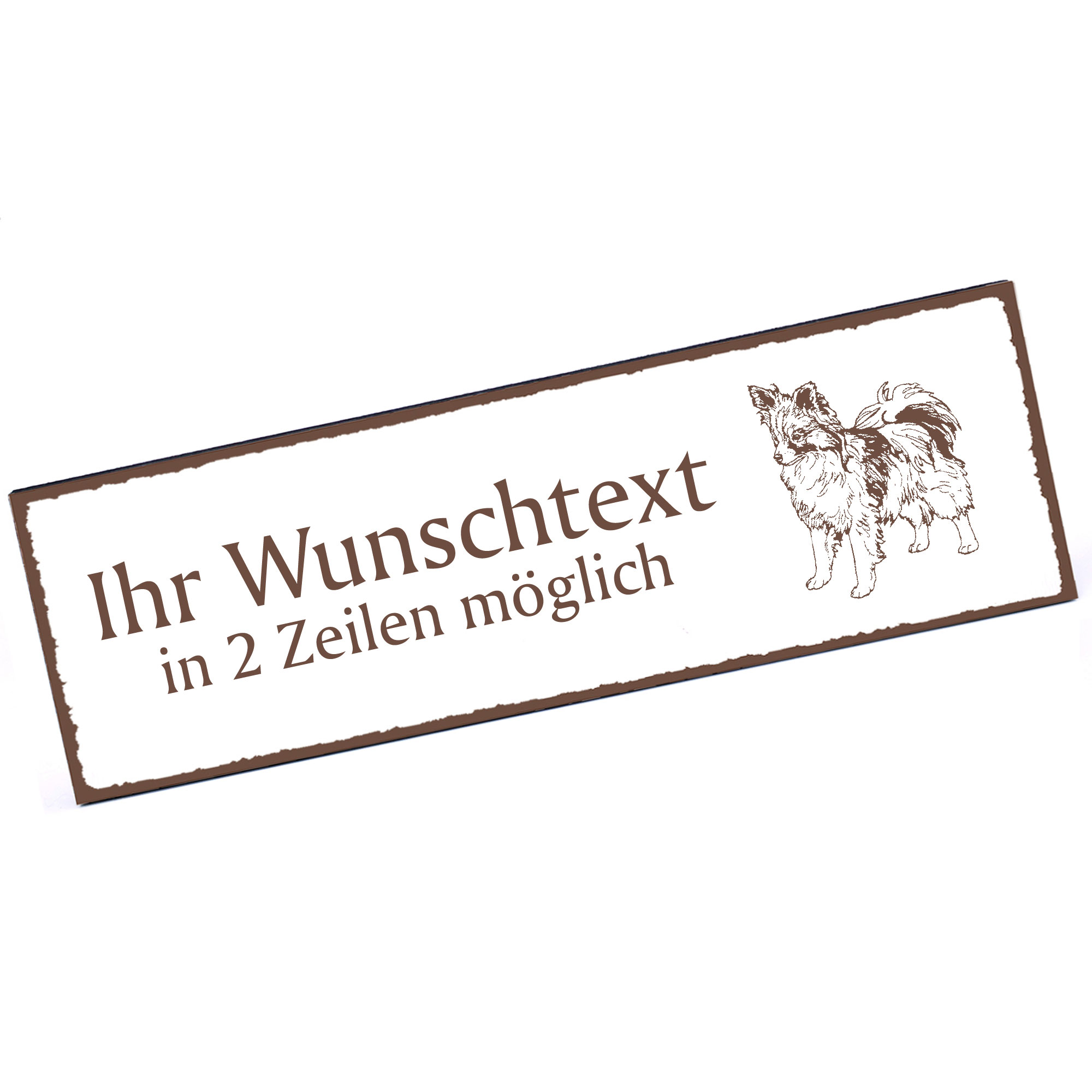 Türschild Papillon Kontinentaler Zwergspaniel  Namensschild personalisiert mit Gravur - 150mm x 50mm