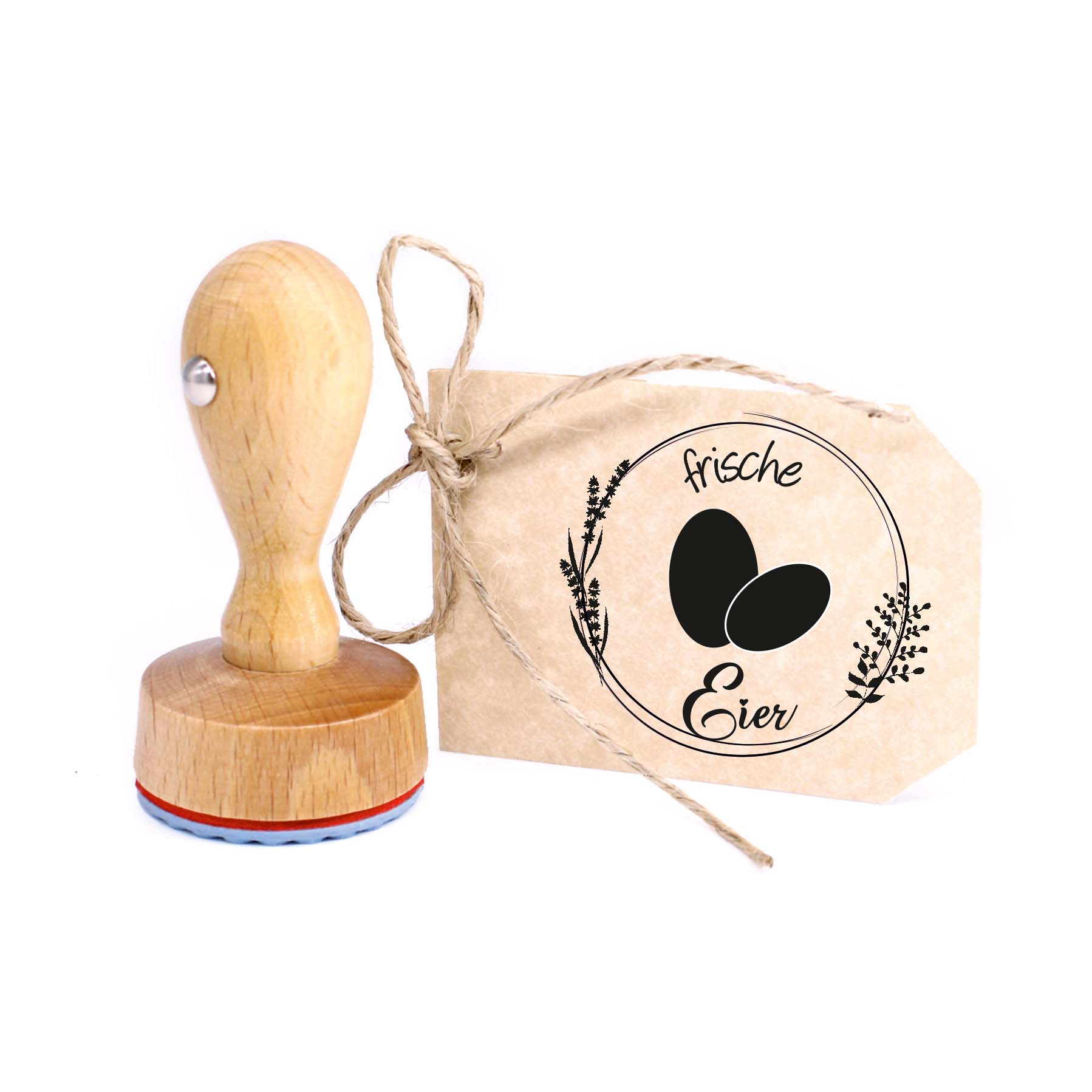 Stempel Frische Eier Vintage Kranz - Rundstempel Eierstempel - 39x37 mm