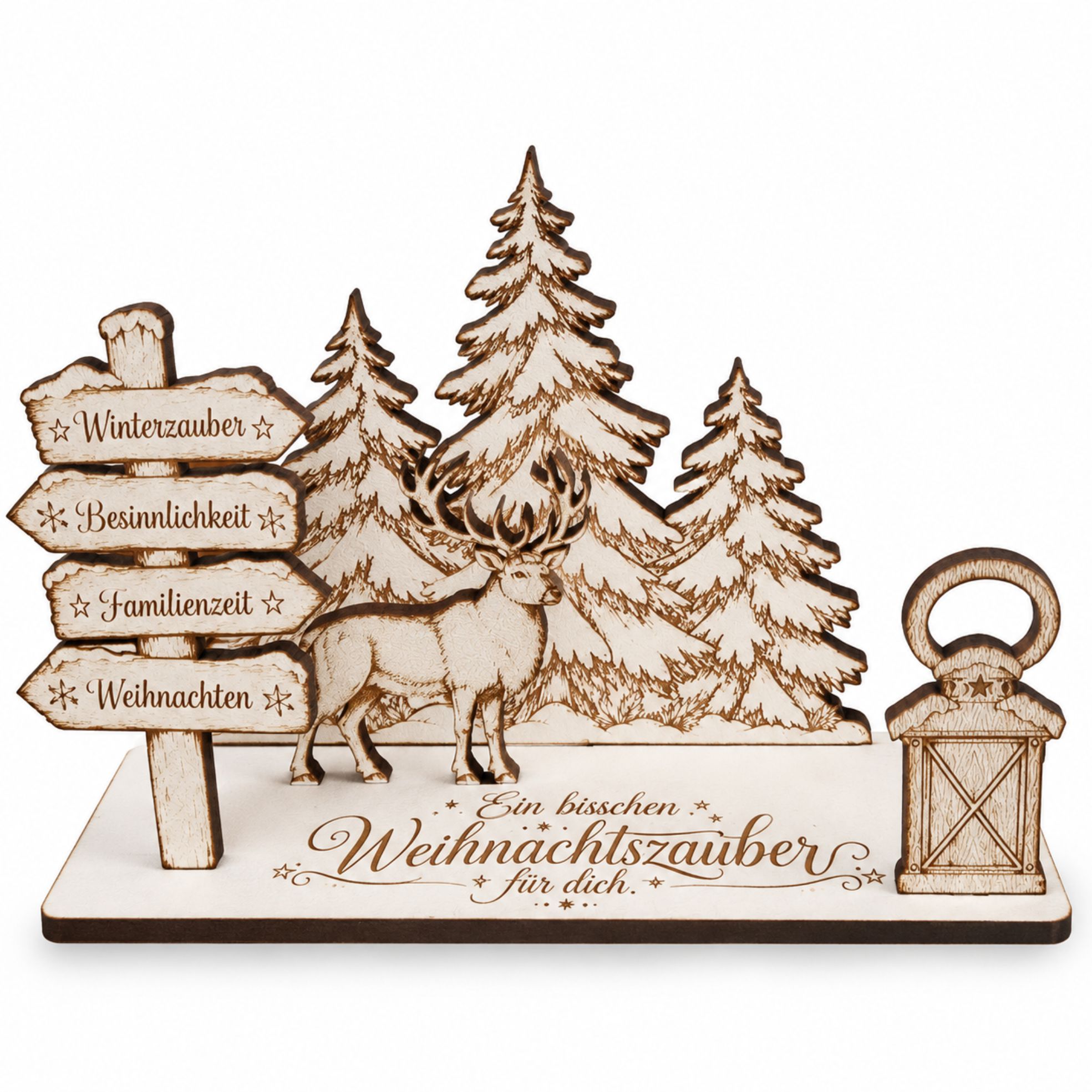 Weihnachten Geldgeschenk Hirsch, Tannen & Wegweiser 14x8cm