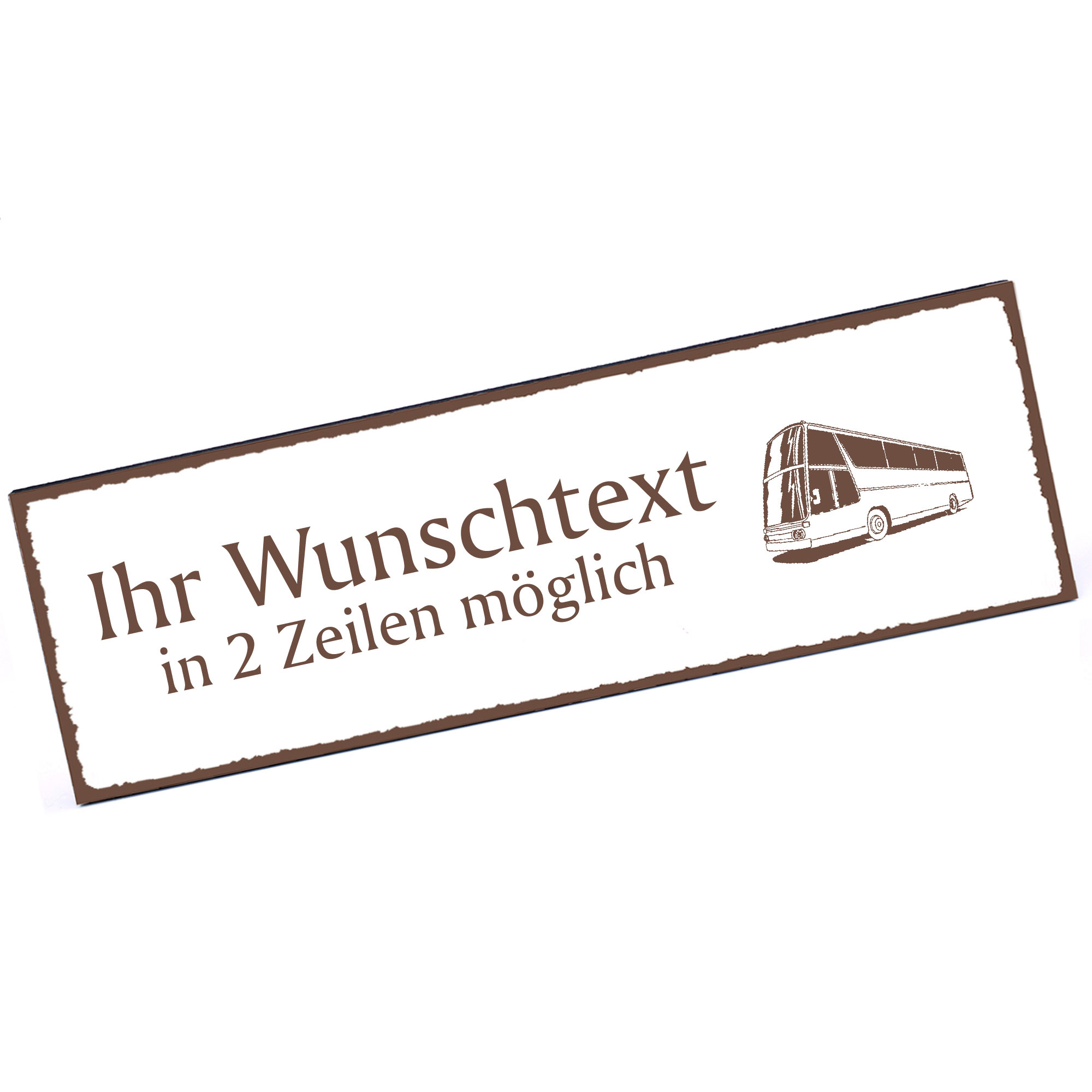 Türschild Reisebus  Namensschild personalisiert mit Gravur - 150mm x 50mm - selbstklebend
