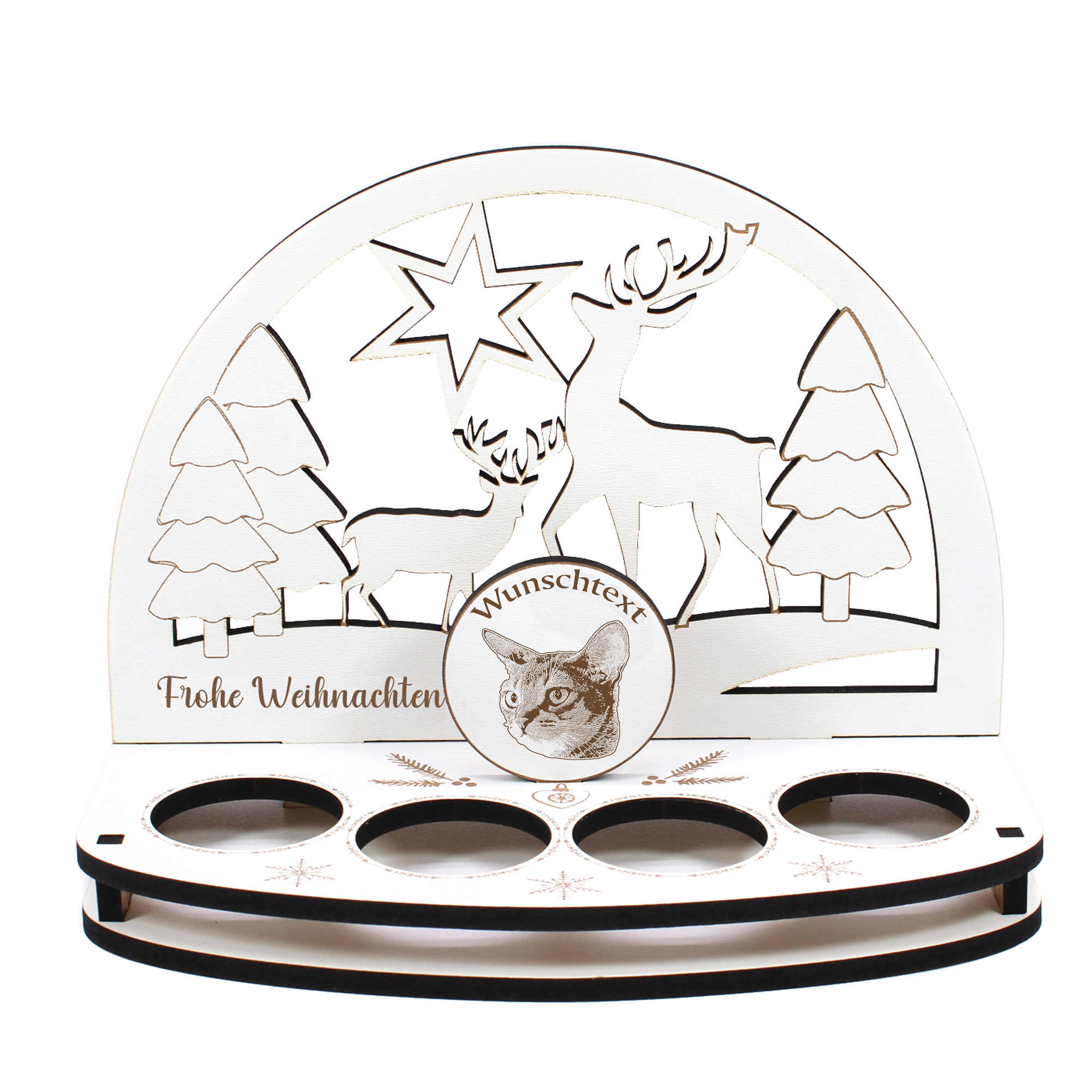 Deko Schwibbogen Abessiner Katze Teelichthalter personalisiert Weihnachten Weihnachtsdekoration