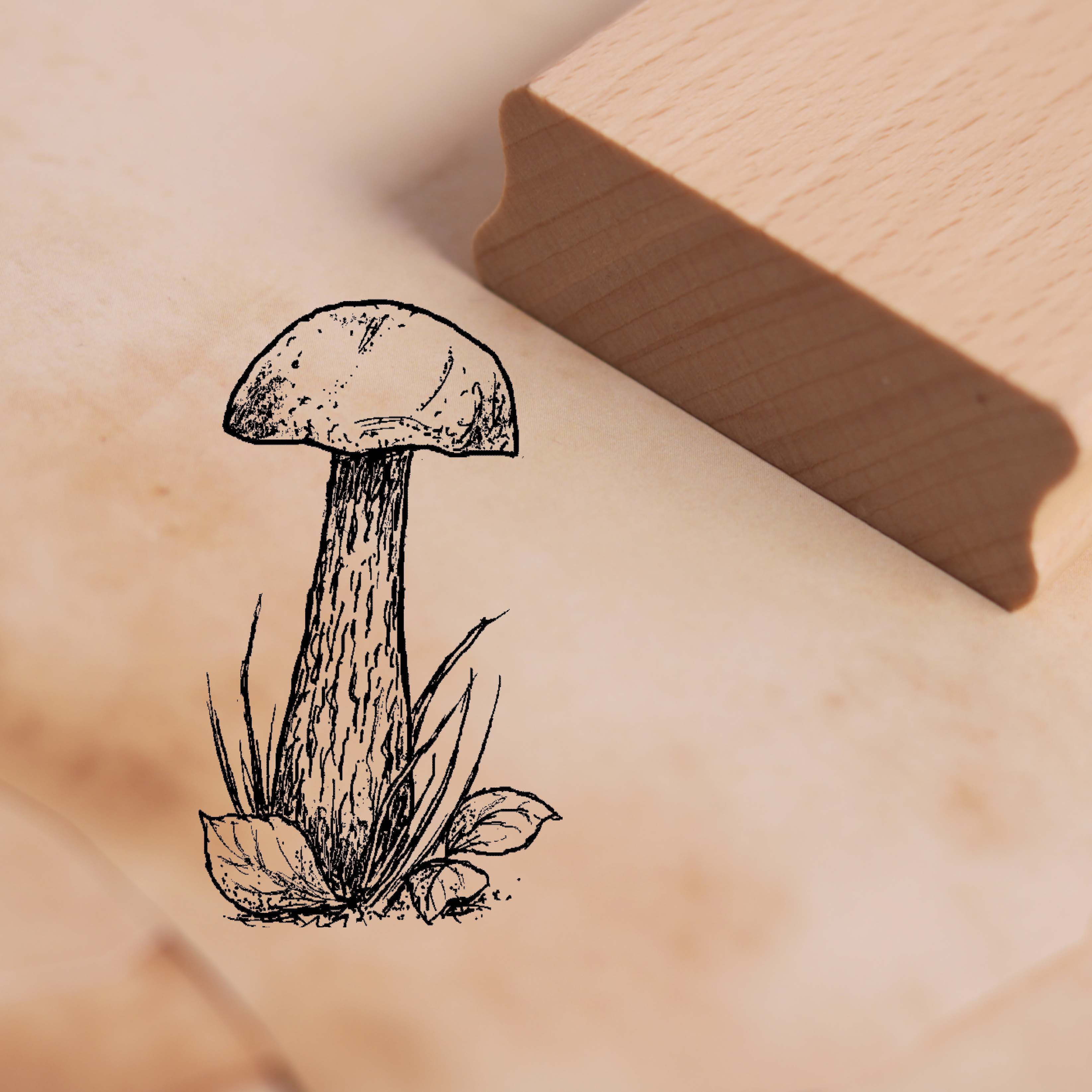 Motivstempel Birkenpilz - Stempel Pilz Holzstempel 28 x 48 mm