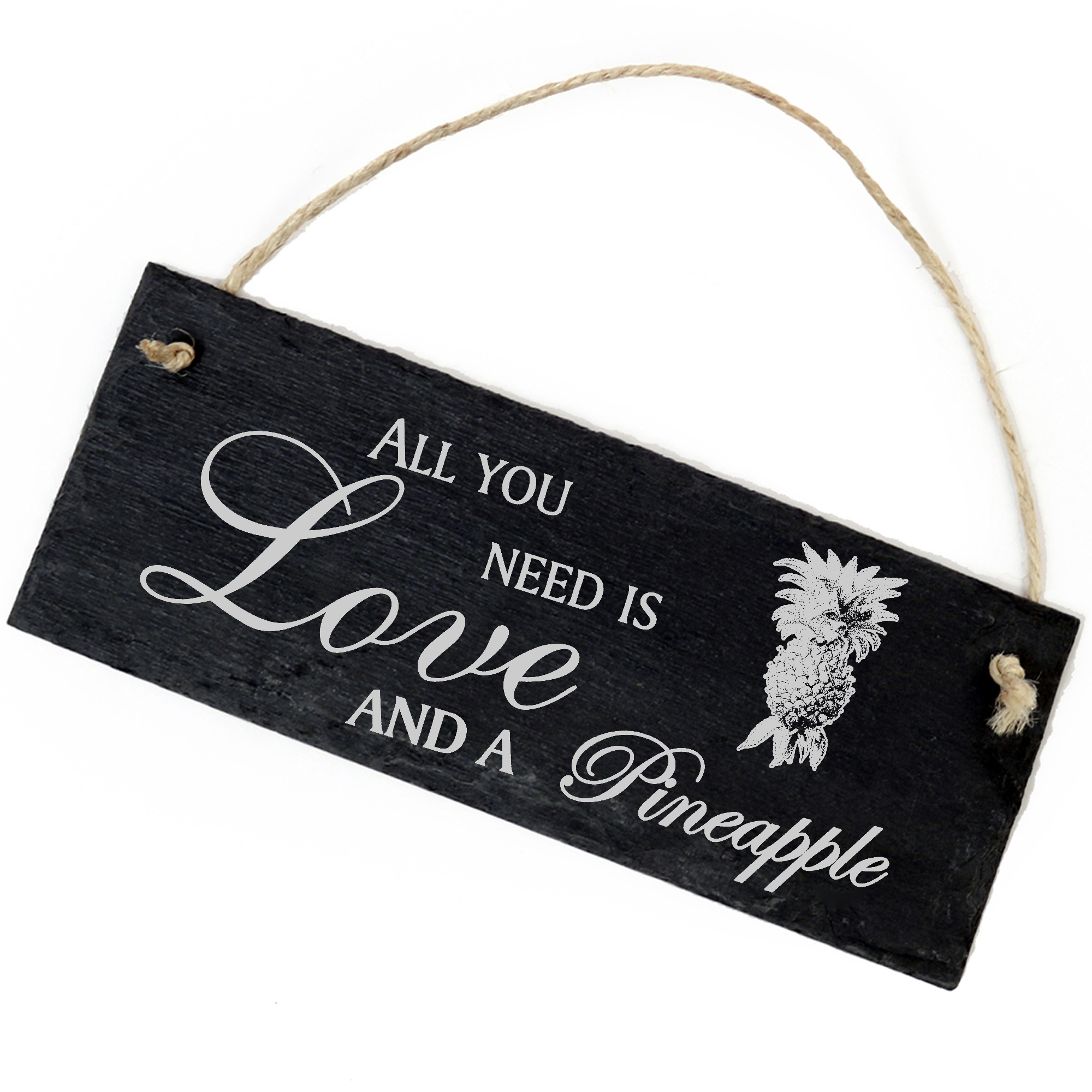 Schiefertafel Deko Ananas Schild 22 x 8 cm - All you need is Love and a Pineapple