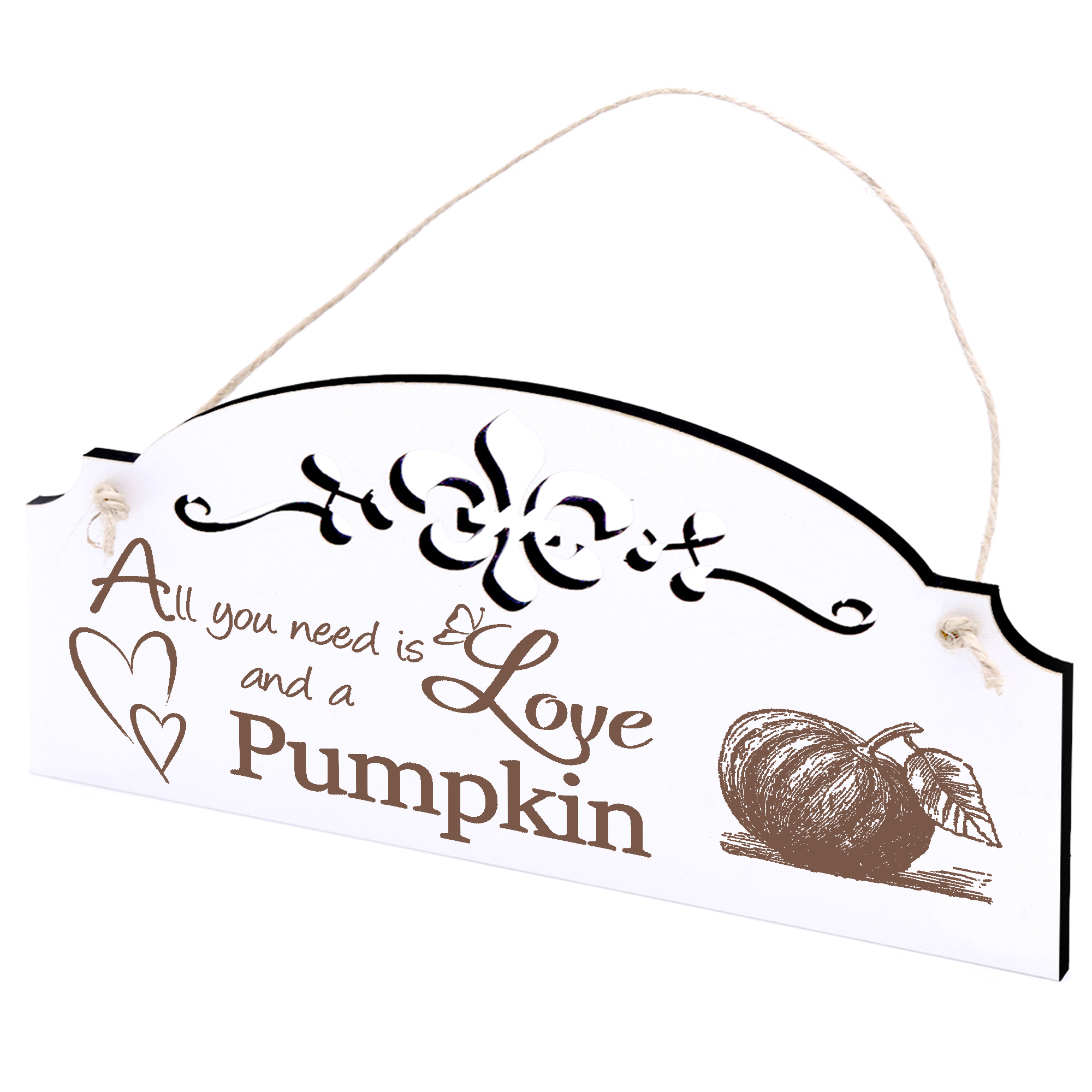 Schild Kürbis Deko 20x10cm - All you need is Love and a Pumpkin - Holz