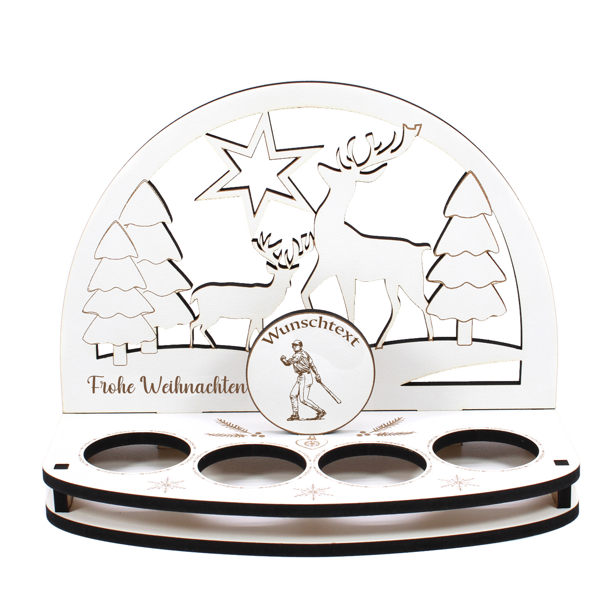 Deko Schwibbogen Baseball Teelichthalter personalisiert Weihnachten Weihnachtsdekoration