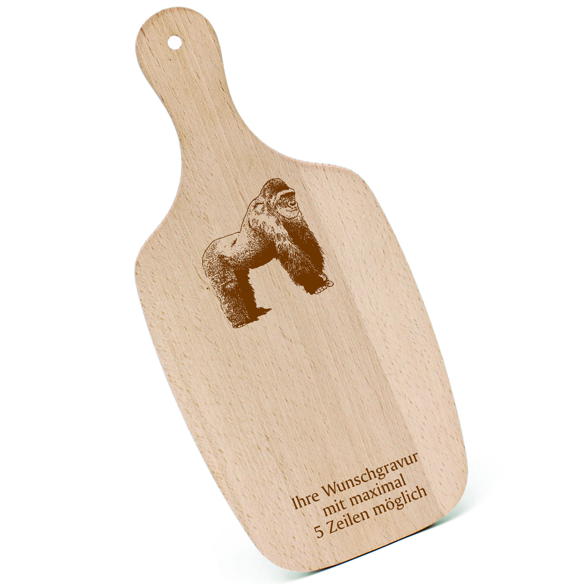 Schneidebrett Frühstücksbrettchen - Gorilla - mit Griff 330x150mm