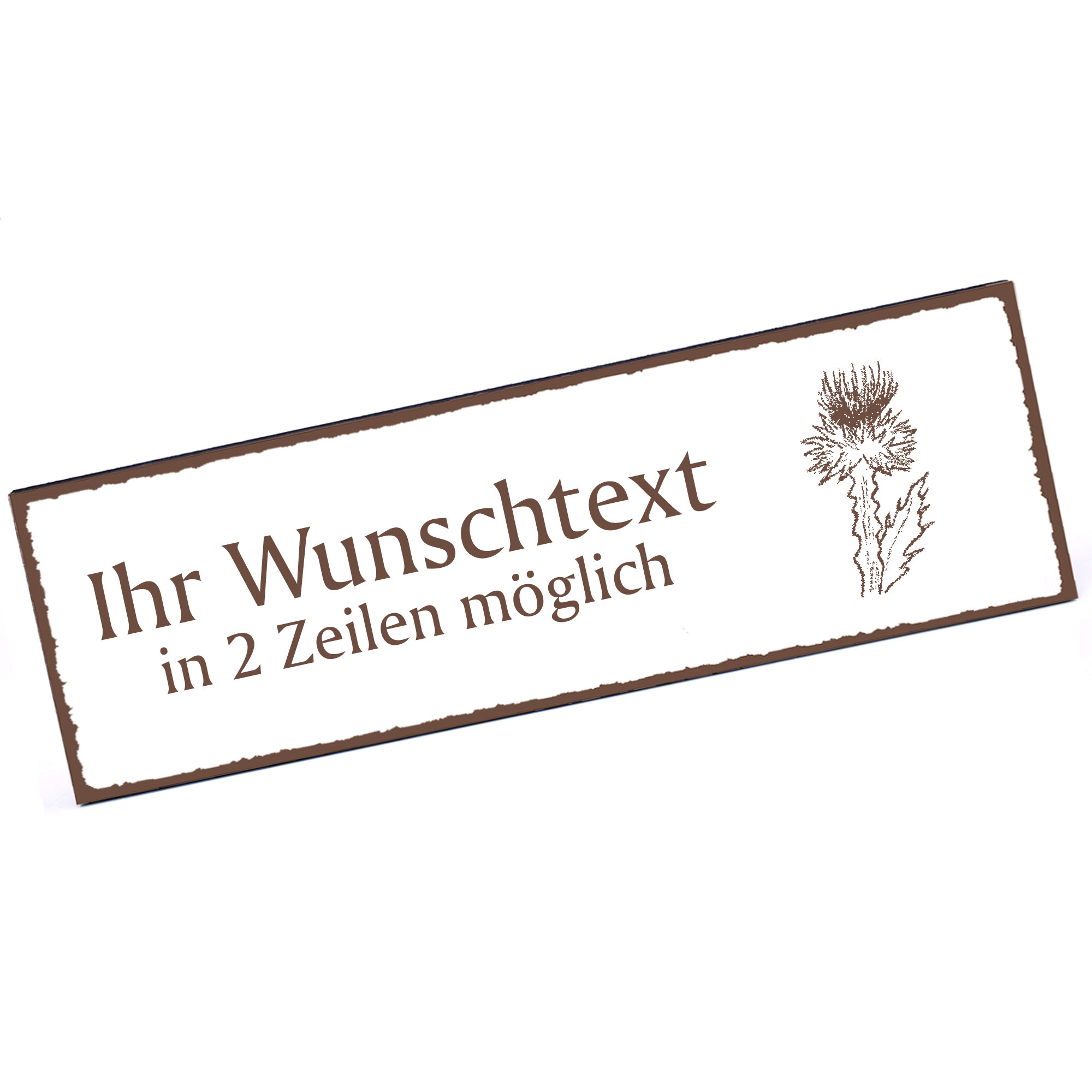 Türschild Eseldistel  Namensschild personalisiert mit Gravur - 150mm x 50mm - selbstklebend