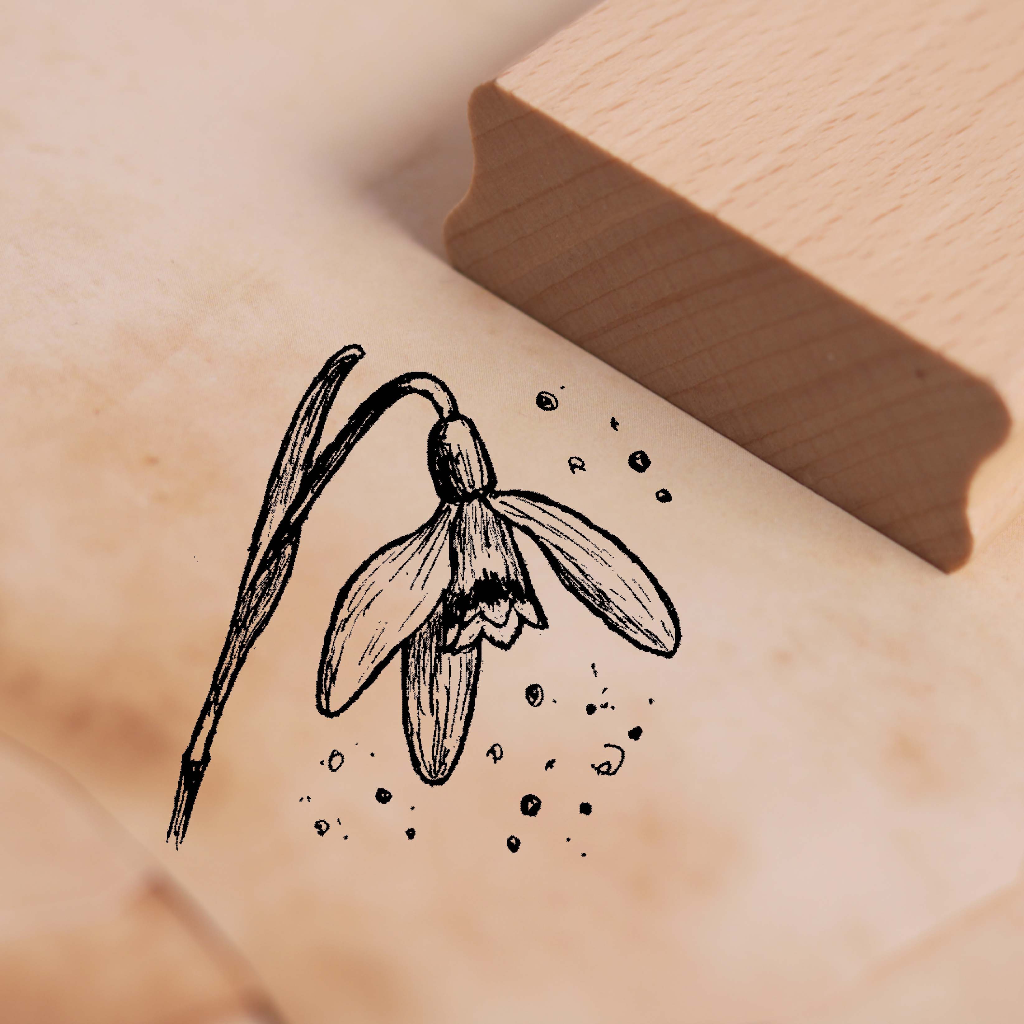 Motivstempel Schneeglöckchen Blüte - Stempel Holzstempel 48 x 48 mm 