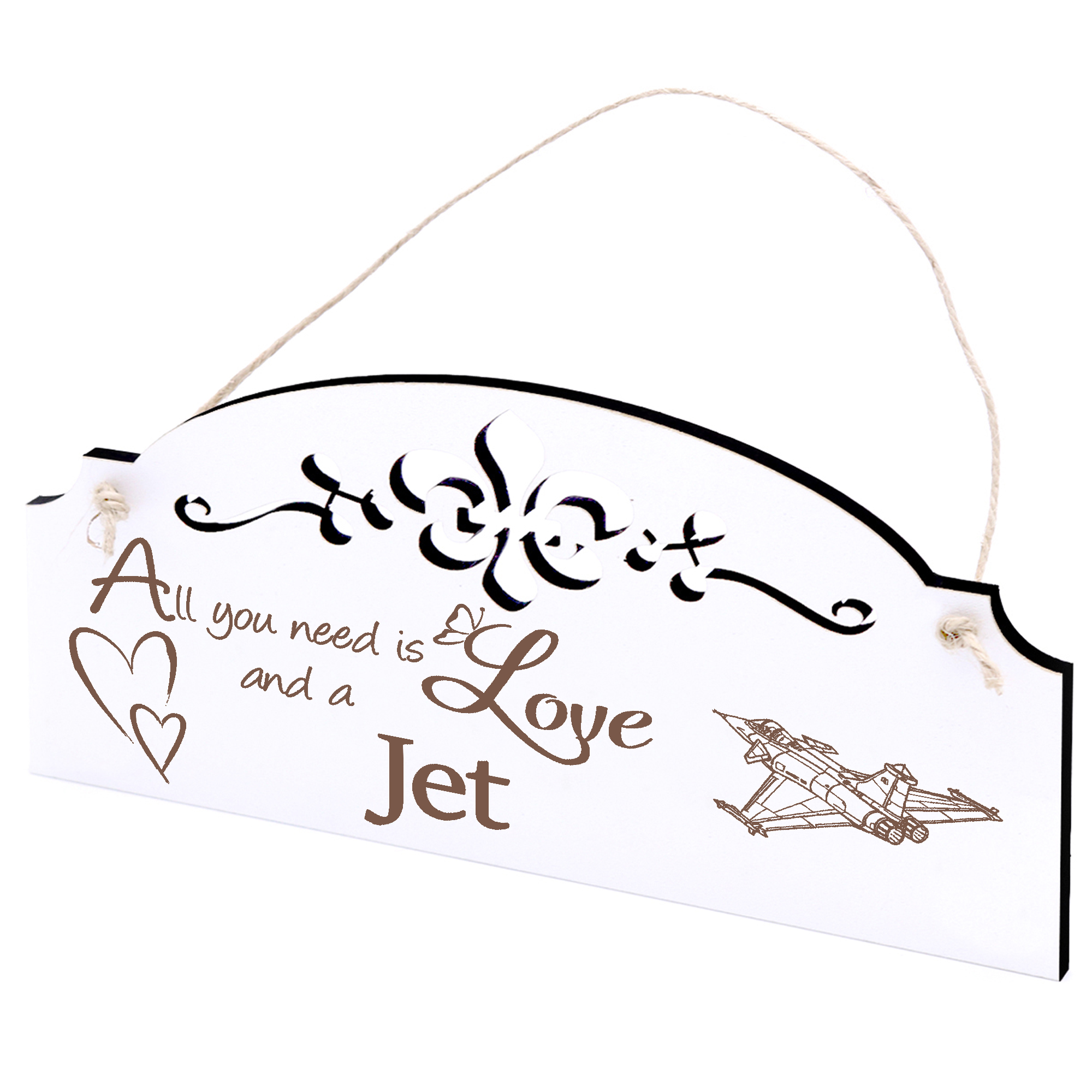 Schild Düsenjet Deko 20x10cm - All you need is Love and a Jet - Holz