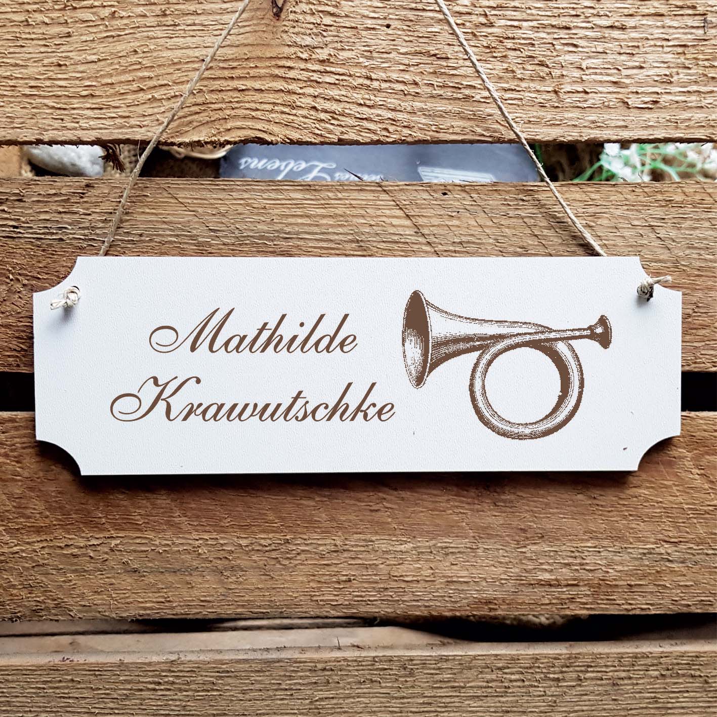 Schild « Altes Posthorn » Namensschild Türschild zum Anhängen - 20 x 6,7 cm