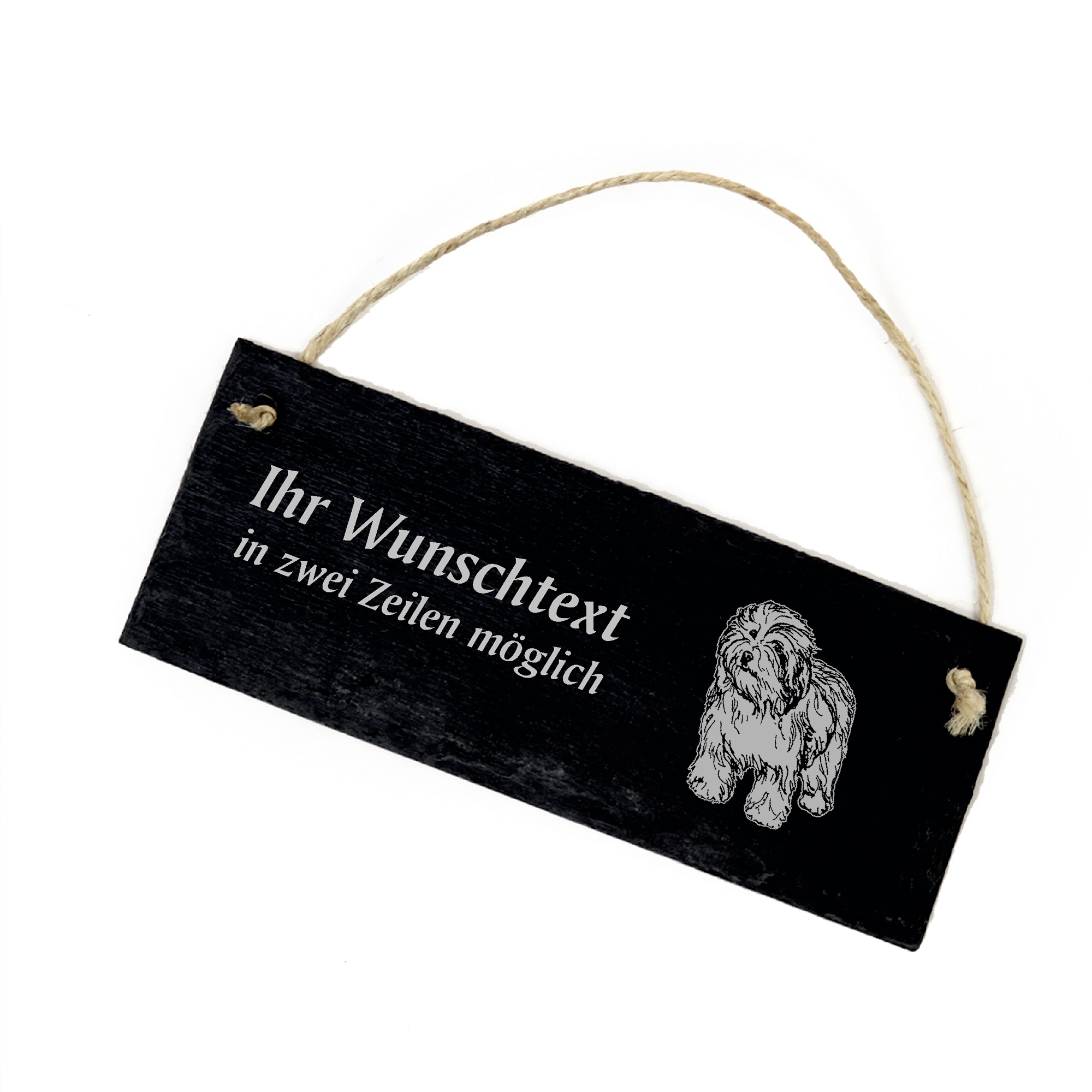 Hundeschild Polski Owczarek Nizinny Türschild  Schiefer - personalisiert - 22cm x 8cm