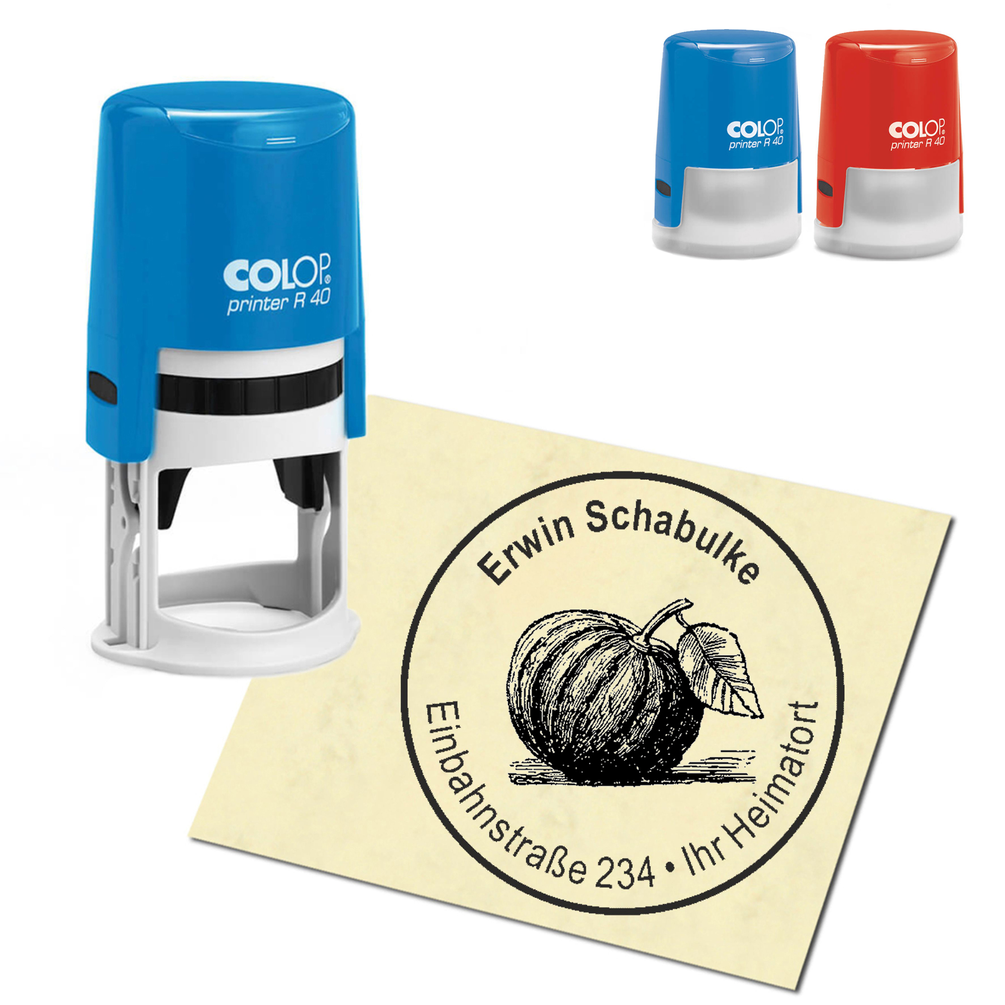 Stempel Adressstempel personalisiert - Kürbis - rund &empty; 40mm