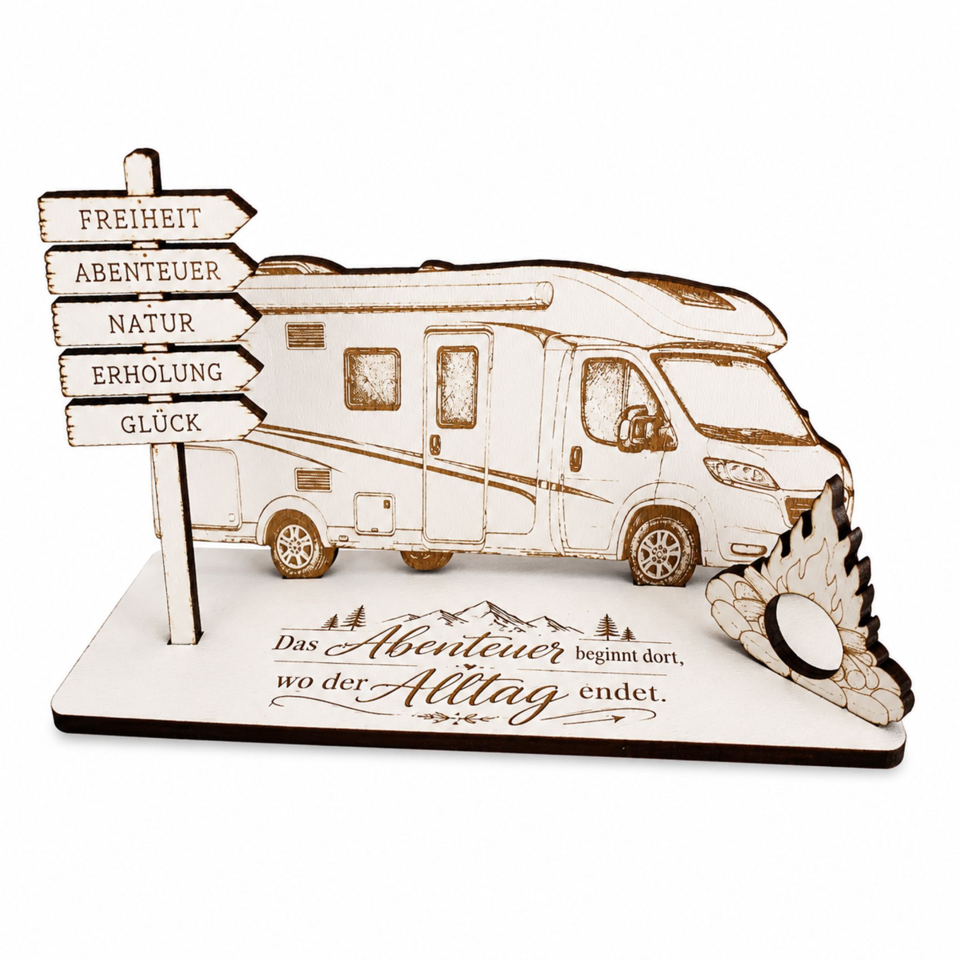 Geldgeschenk Wohnmobil Reisegutschein mit Wegweiser 15 x 8 cm