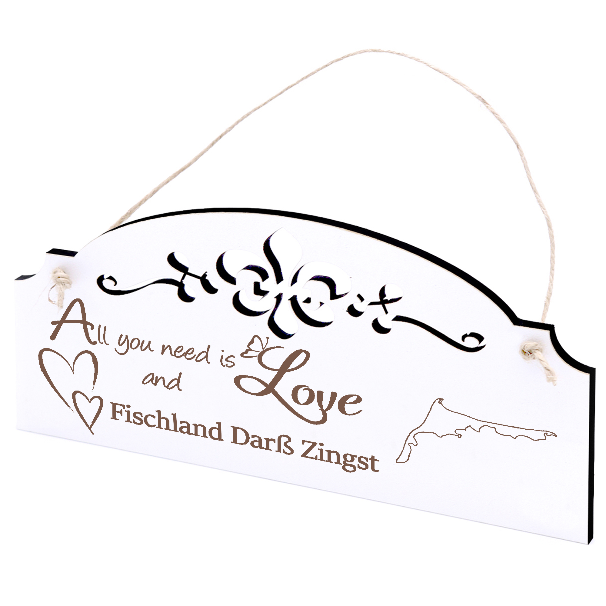 Schild Fischland Darß Zingst Deko 20x10cm - All you need is Love and Fischland Darß Zingst - Holz