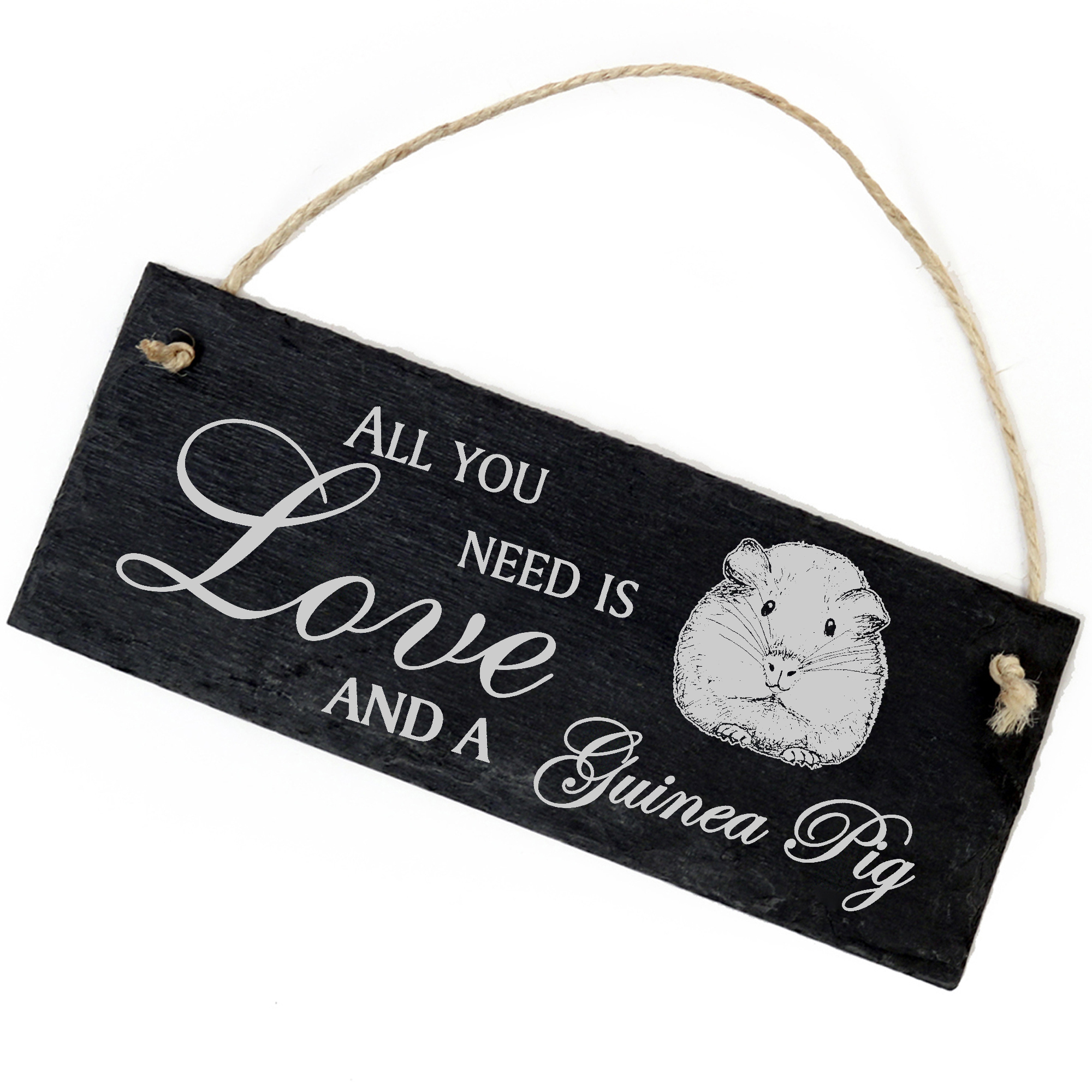 Schiefertafel Deko Meerschweinchen Schild 22 x 8 cm - All you need is Love and a Guinea Pig
