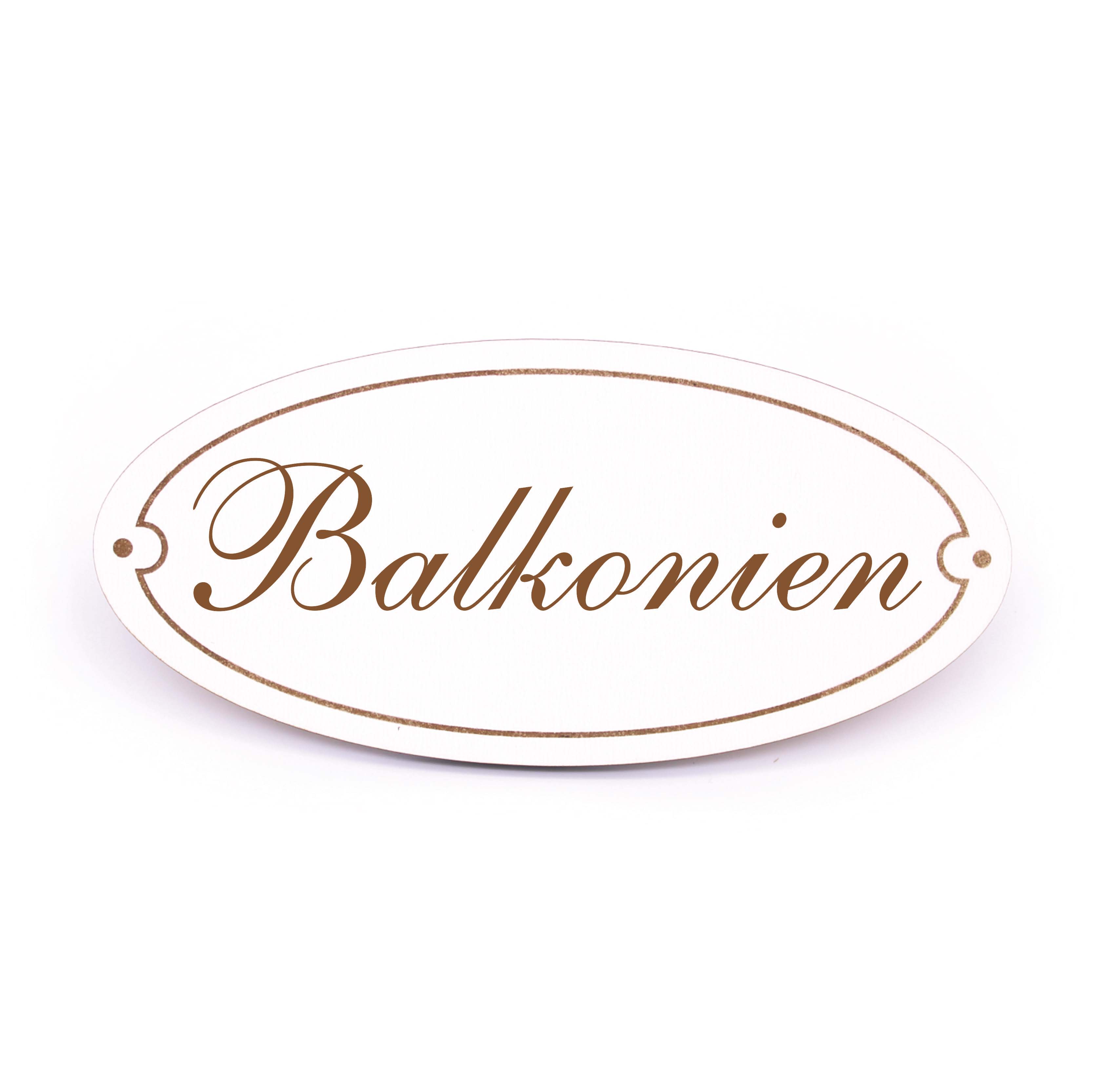 Ovales Türschild Balkonien - selbstklebend - 15 x 7 cm