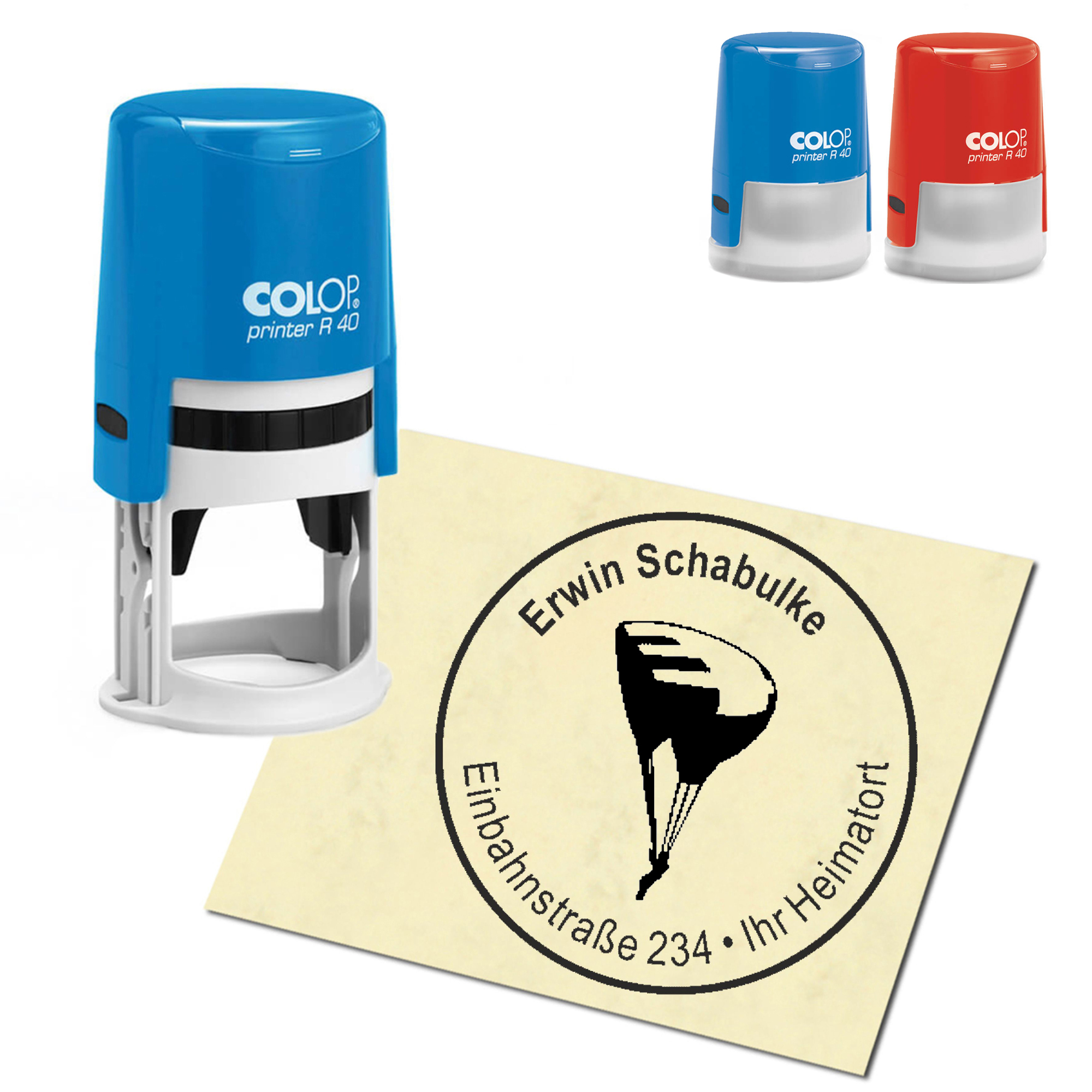 Stempel Adressstempel personalisiert - Gleitschirm - rund &empty; 40mm