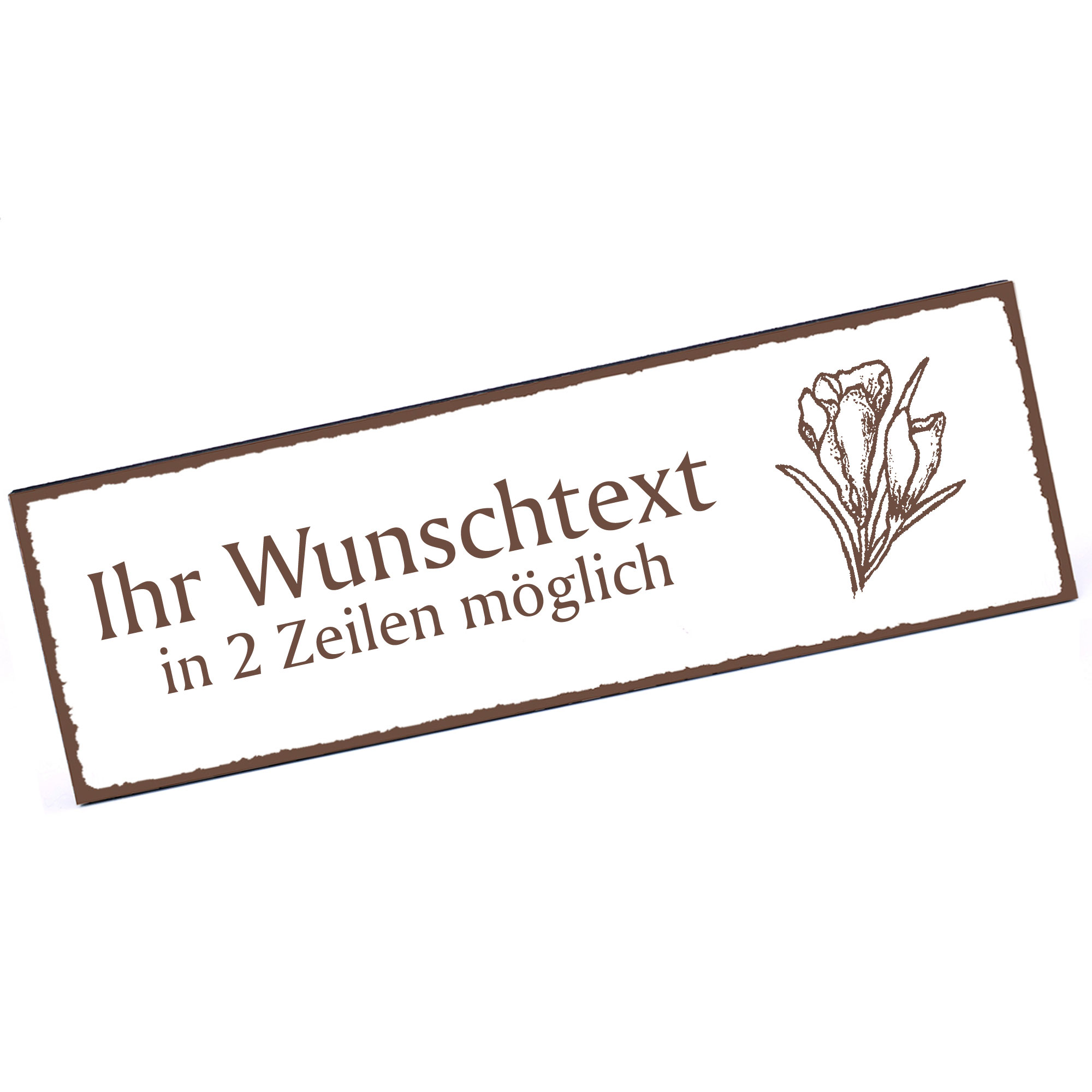 Türschild Krokus  Namensschild personalisiert mit Gravur - 150mm x 50mm - selbstklebend