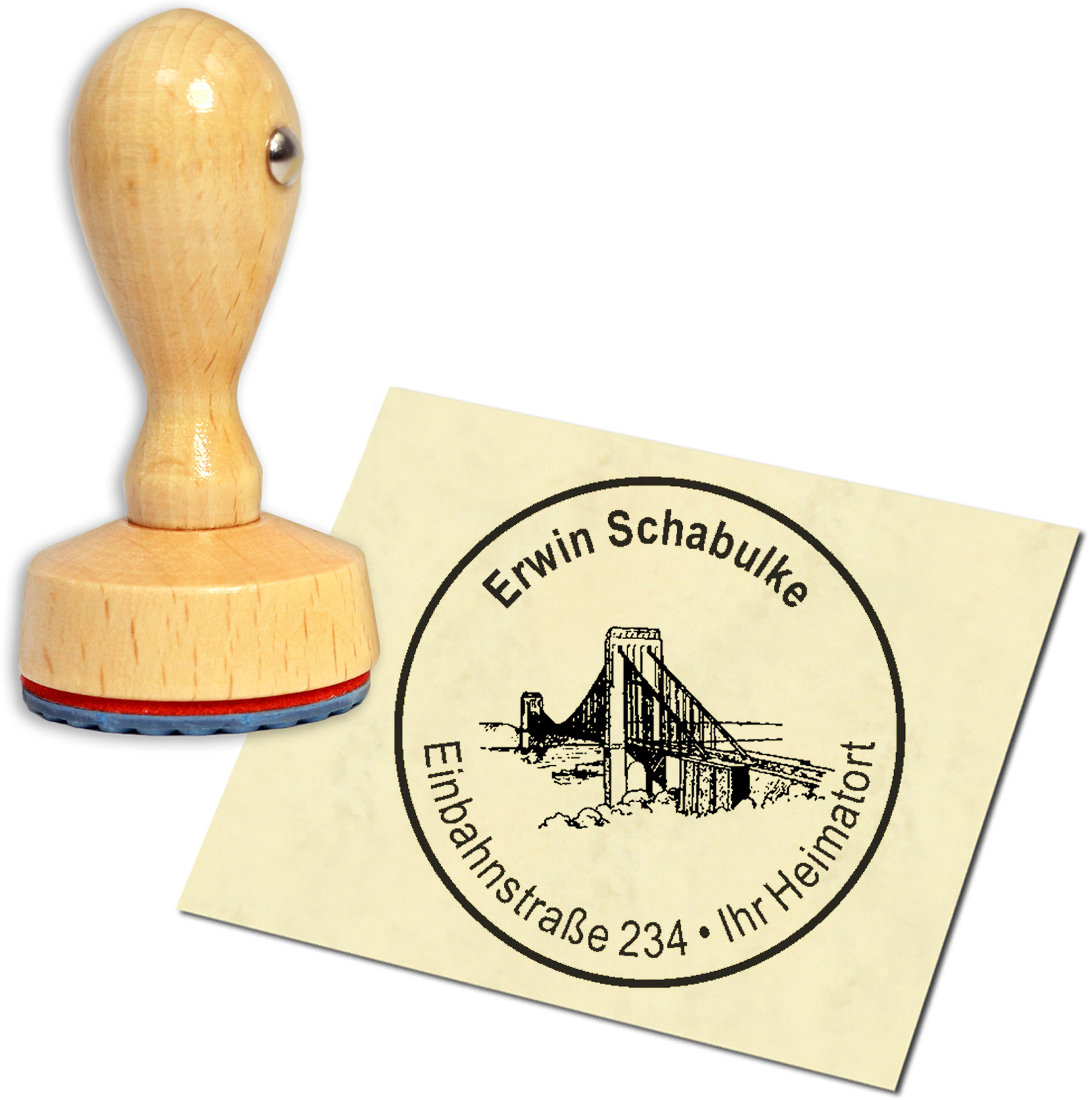 Stempel Adressstempel Holzstempel - Golden Gate Bridge San Francisco - rund 40mm