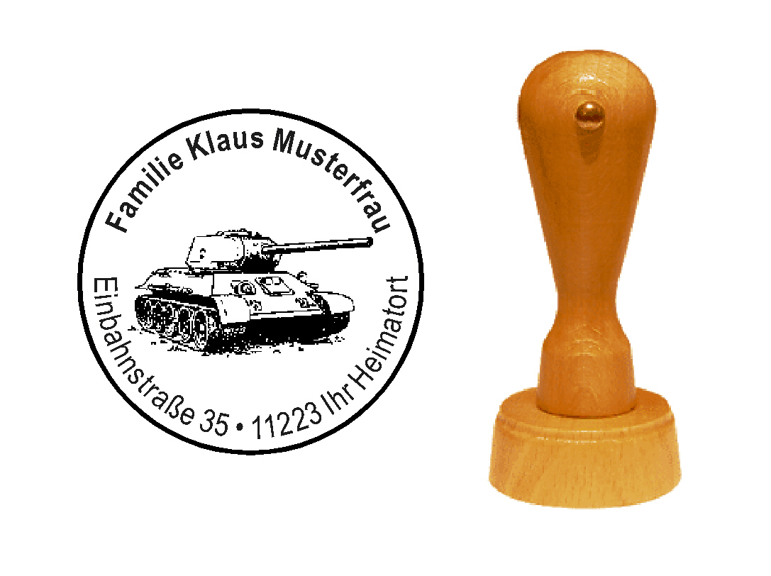 « Panzer 2 » Holzstempel mit persönlichem Wunschtext