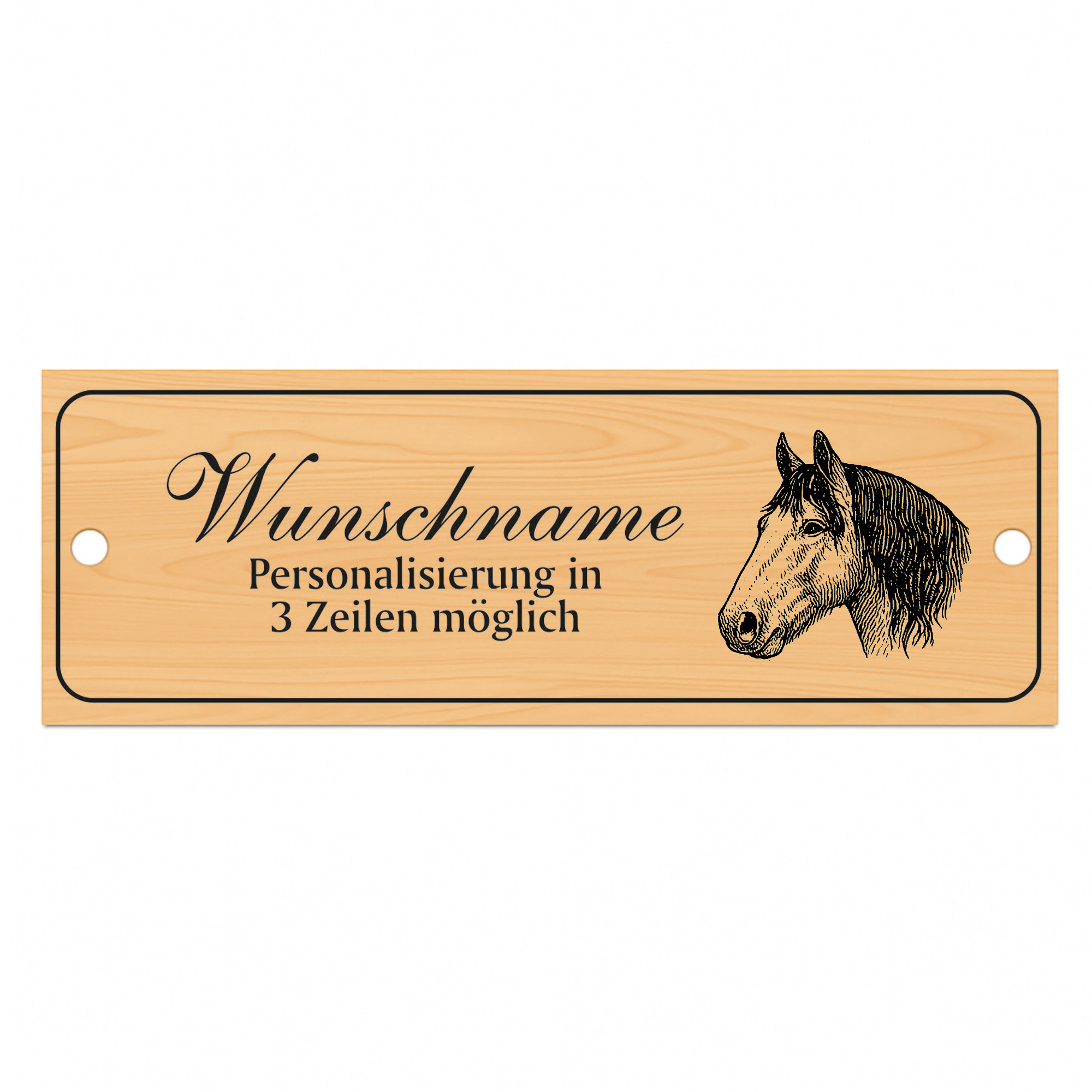 Stallschild Friese personalisierbar mit Wunschtext – Stalltafel Pferdeschild Pferdebox Holzoptik - 20×7,5 cm