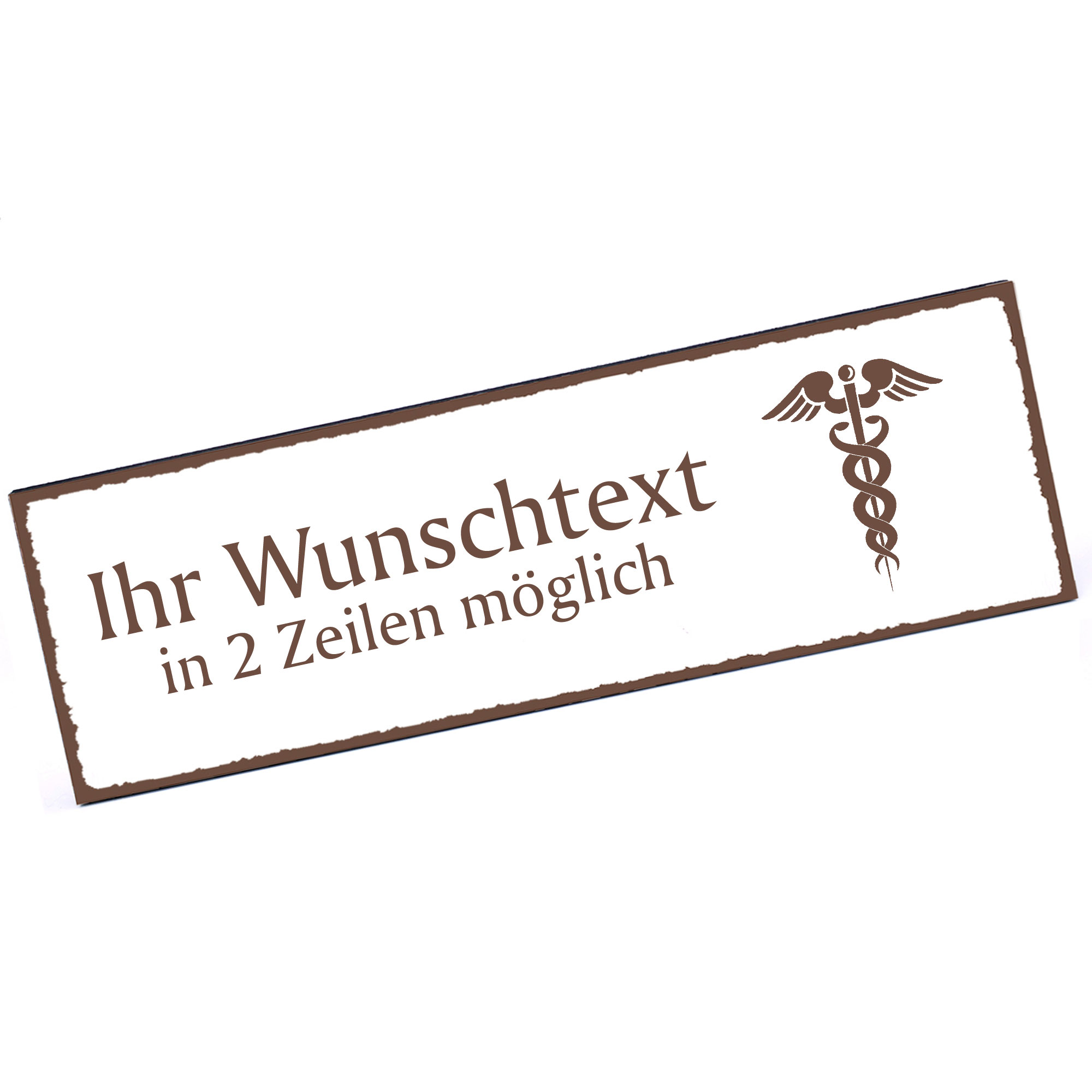 Türschild Hermesstab  Namensschild personalisiert mit Gravur - 150mm x 50mm - selbstklebend