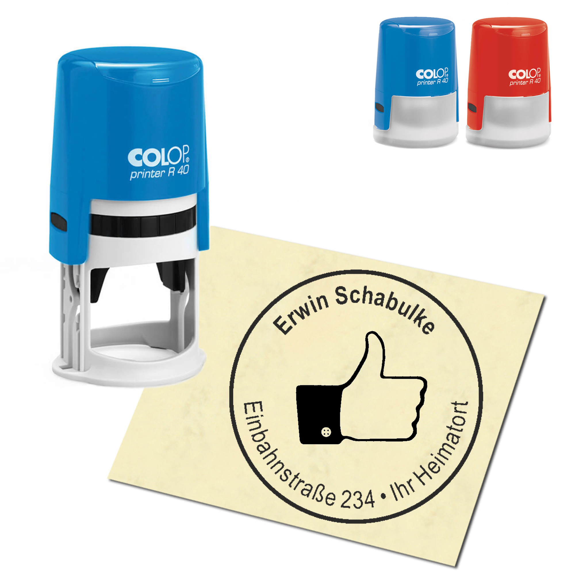 Stempel Adressstempel personalisiert - Like - rund &empty; 40mm