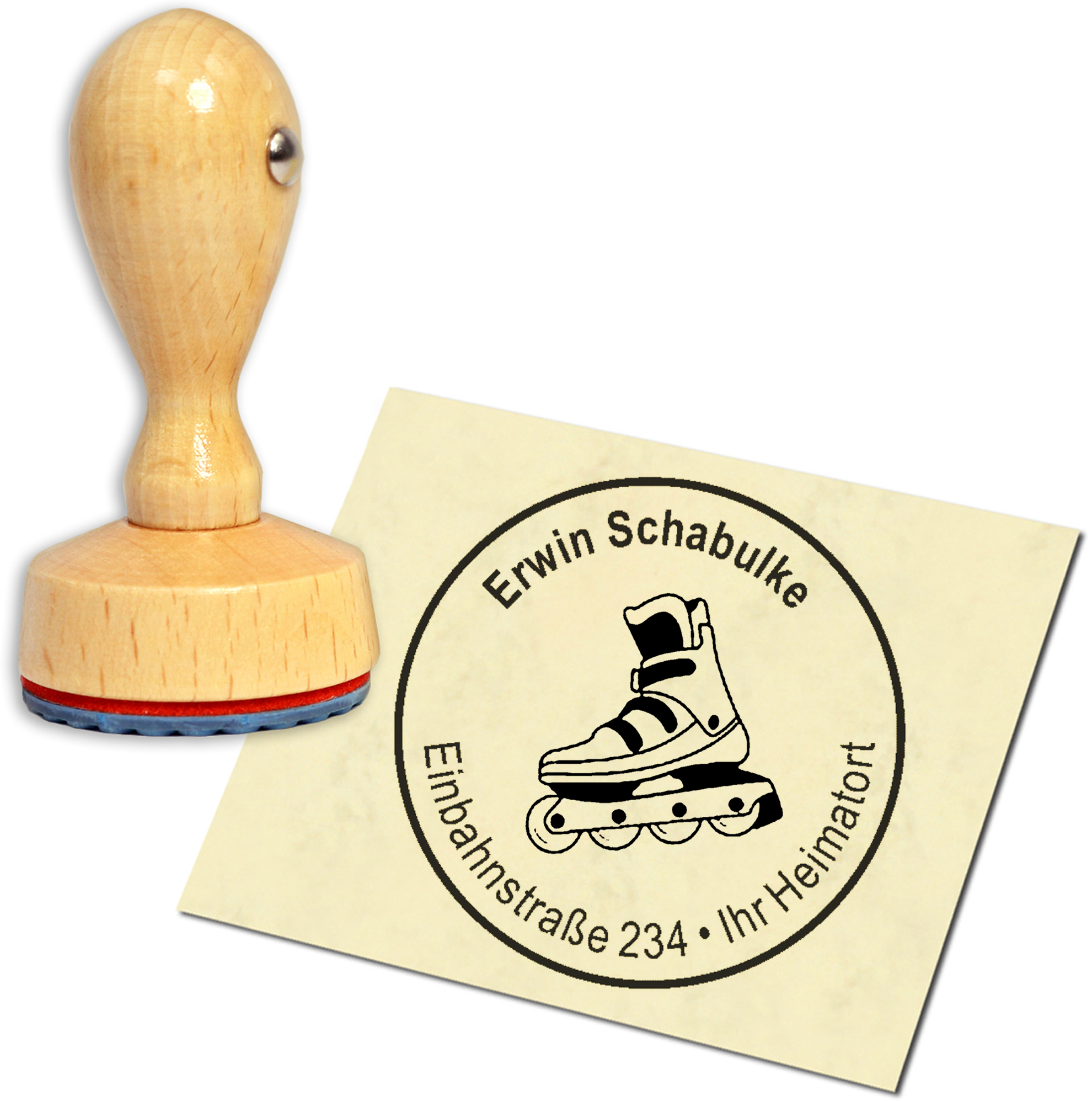 Stempel Adressstempel Holzstempel - Inliner - rund 40mm