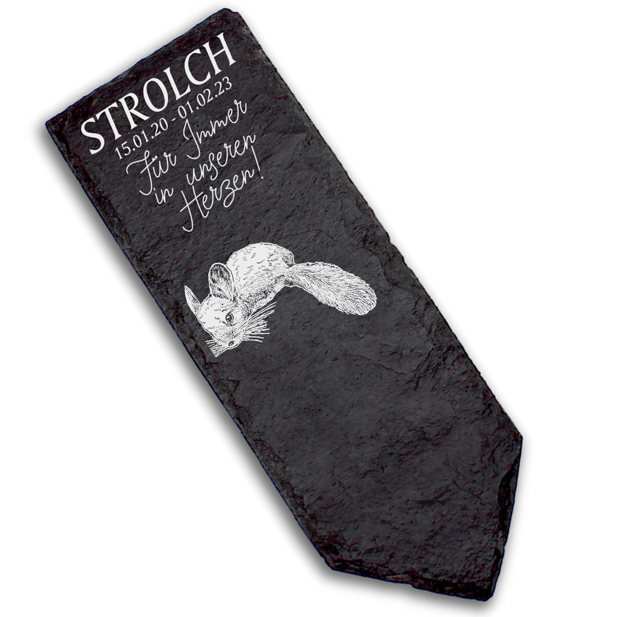Grabstecker Grabschmuck Grabstein - Chinchilla - Personalisiert Grab Deko 8 x 22 cm Grabdekoration