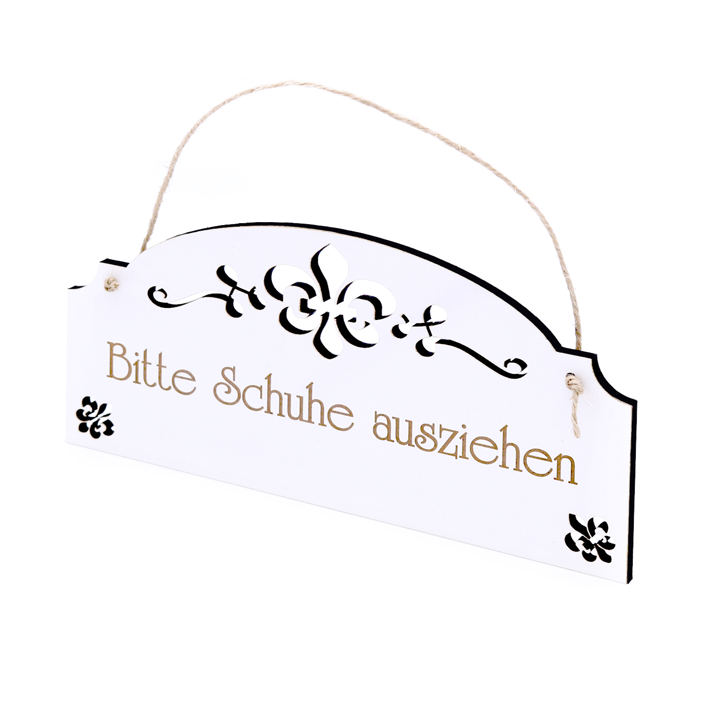 Schild Bitte Schuhe ausziehen - Vintage Türschild mit Ornamenten