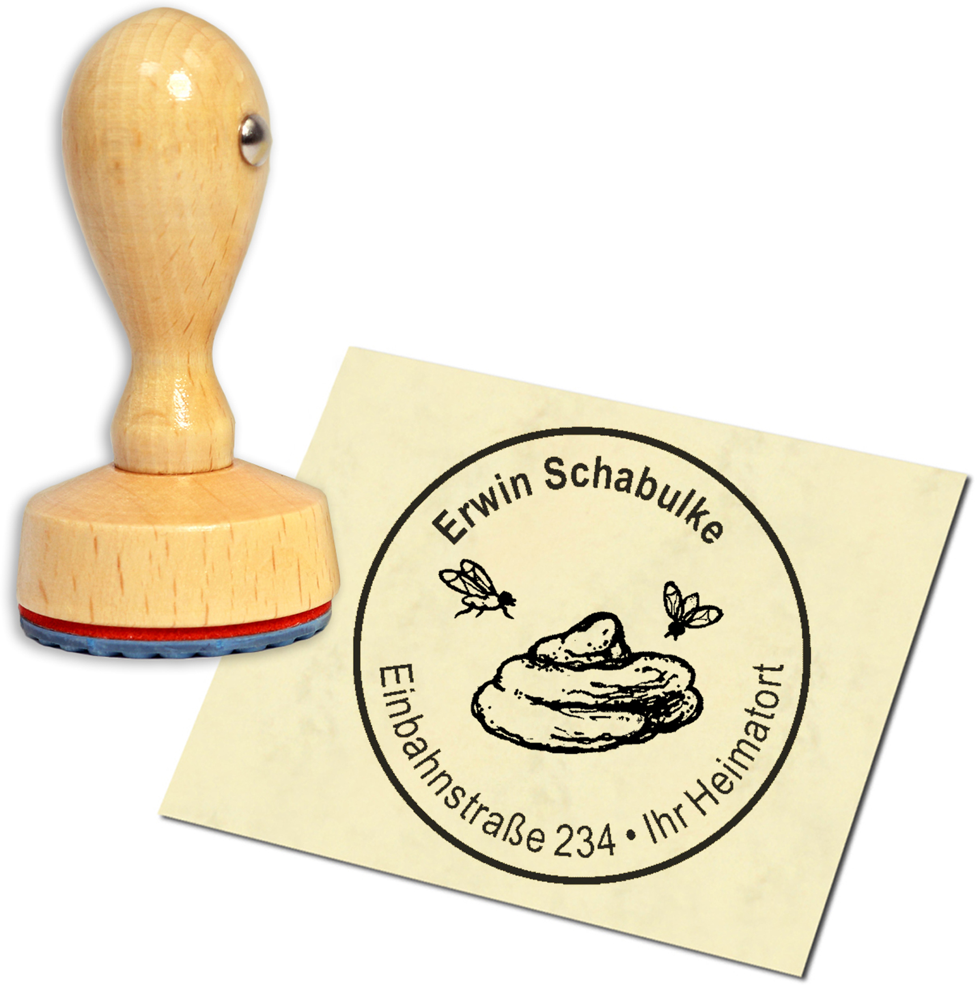 Stempel Adressstempel Holzstempel - Scheiße - rund 40mm