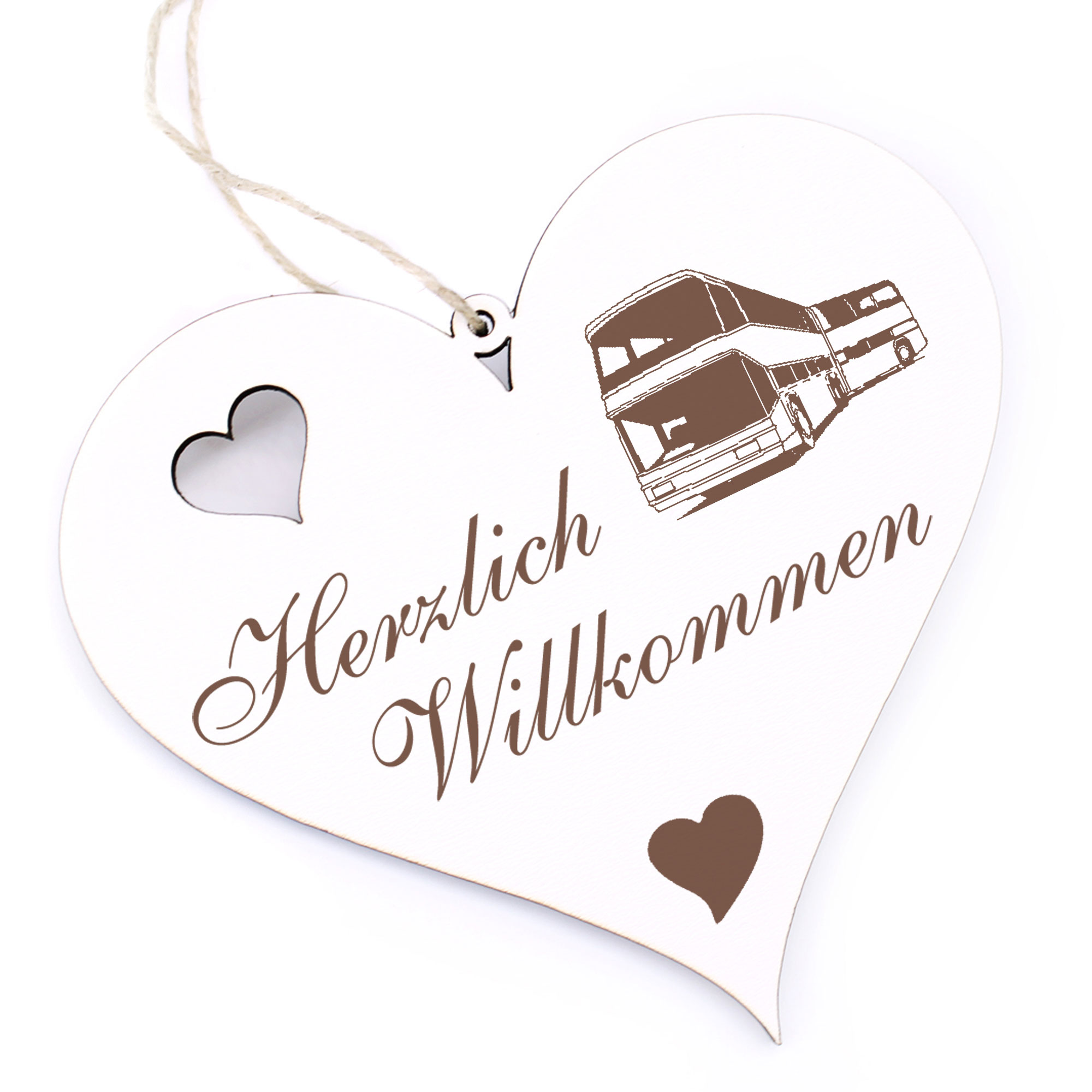 Herzlich Willkommen Schild - Schlenkibus - Deko Herz Holz