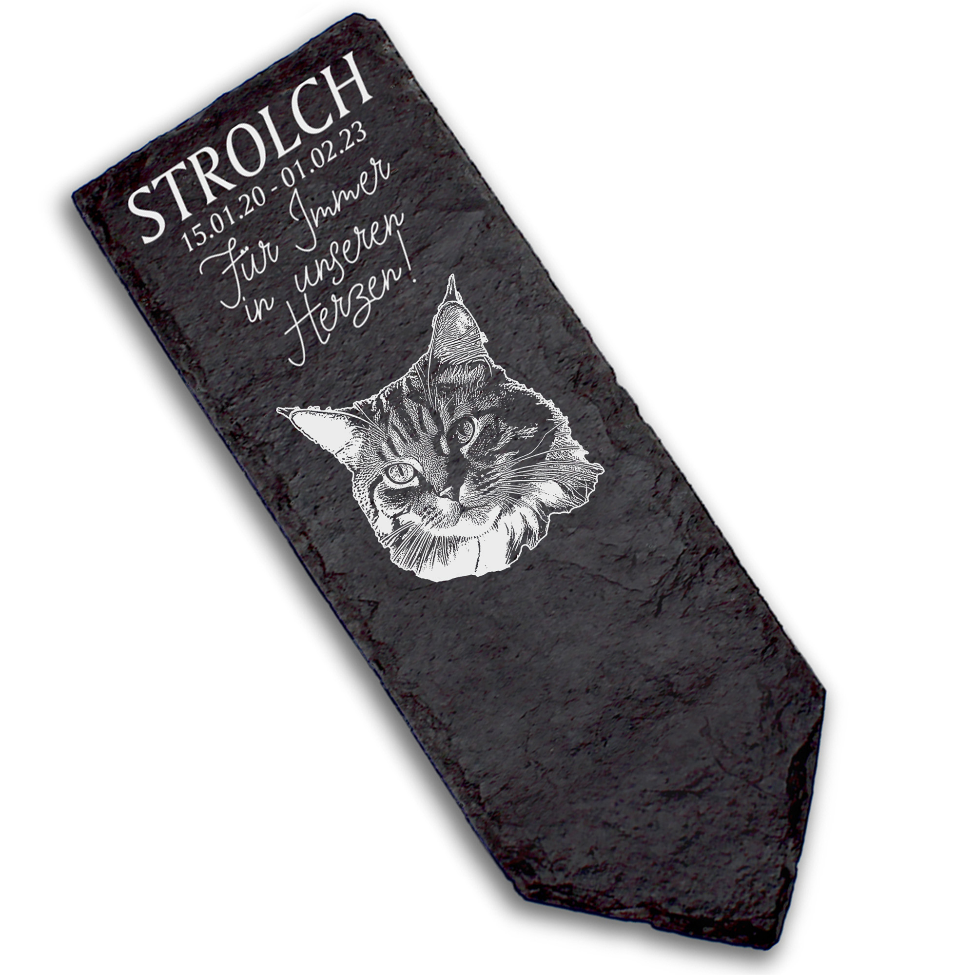 Grabstecker Grabschmuck Grabstein - Norwegische Waldkatze Katze - Personalisiert Grab Deko 8 x 22 cm