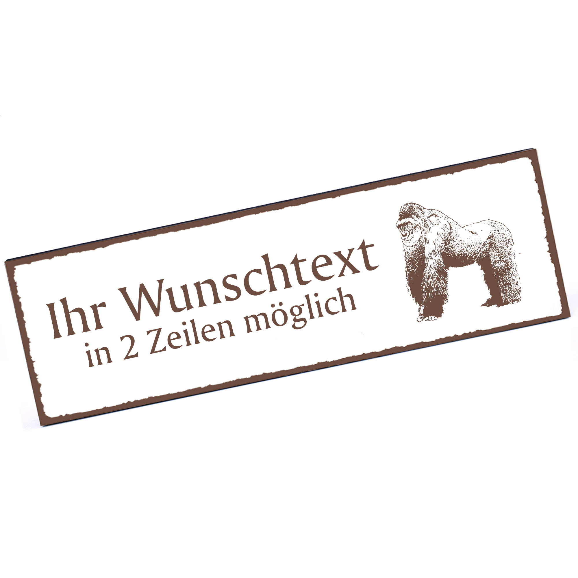 Türschild Gorilla  Namensschild personalisiert mit Gravur - 150mm x 50mm - selbstklebend