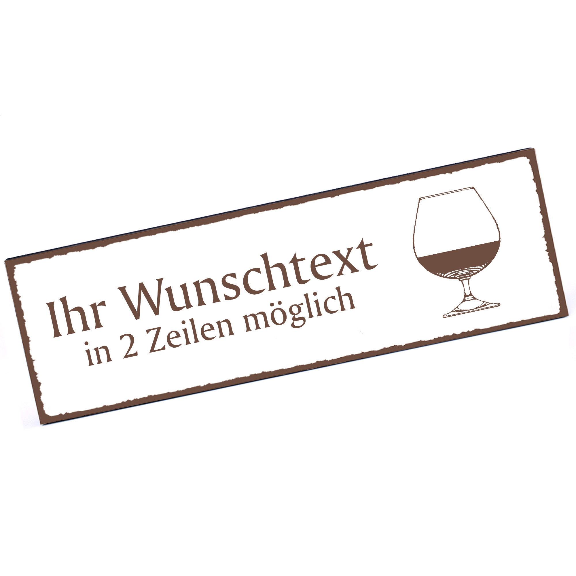 Türschild Weinglas  Namensschild personalisiert mit Gravur - 150mm x 50mm - selbstklebend