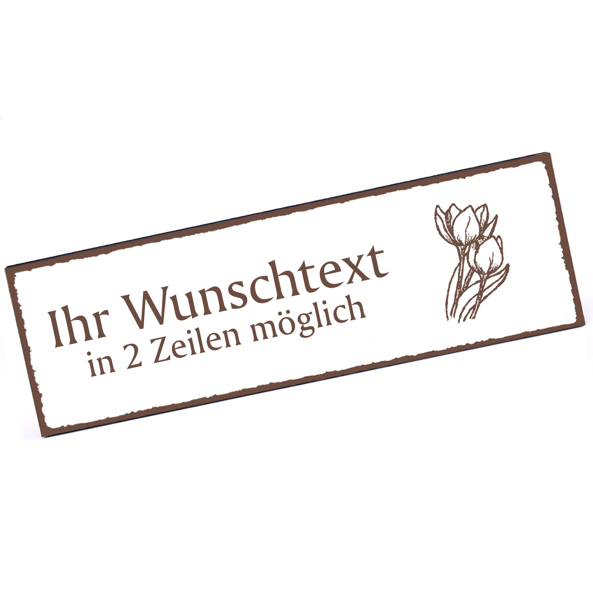 Türschild Tulpe  Namensschild personalisiert mit Gravur - 150mm x 50mm - selbstklebend