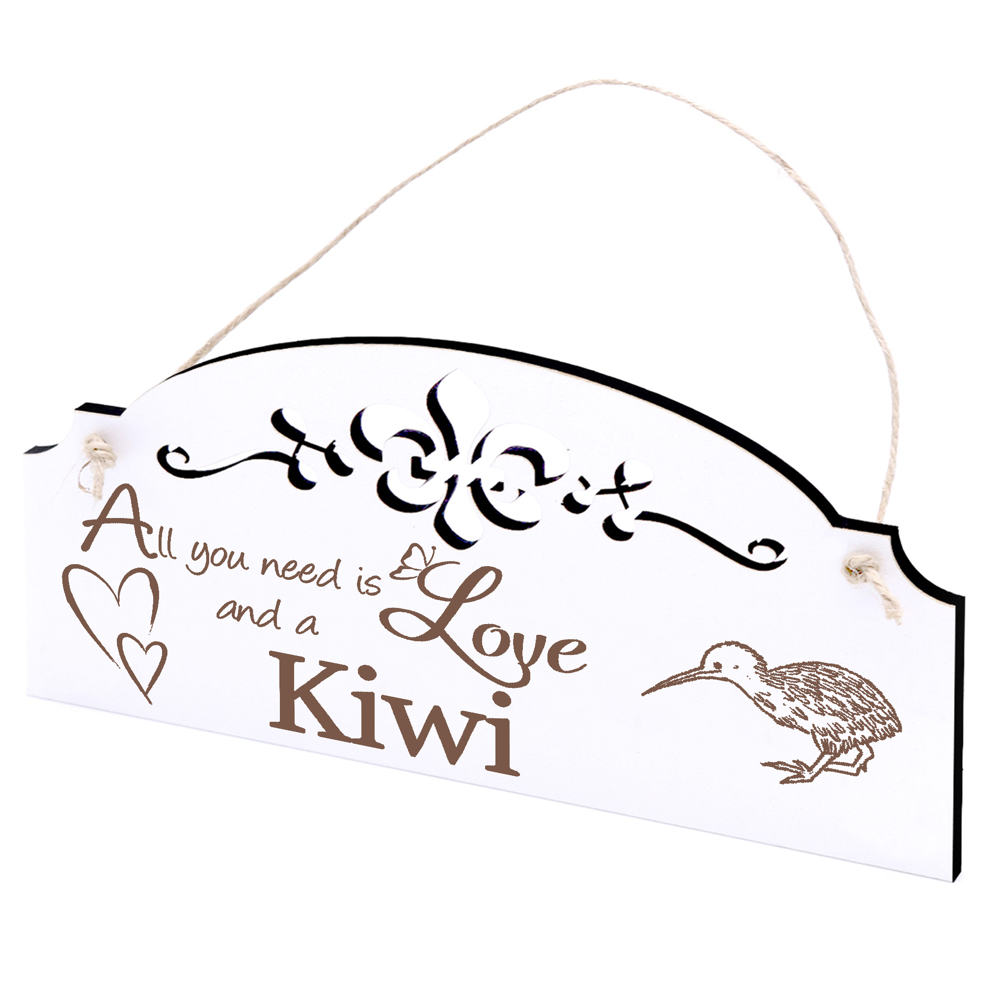 Schild Kiwi Deko 20x10cm - All you need is Love and a Kiwi - Holz