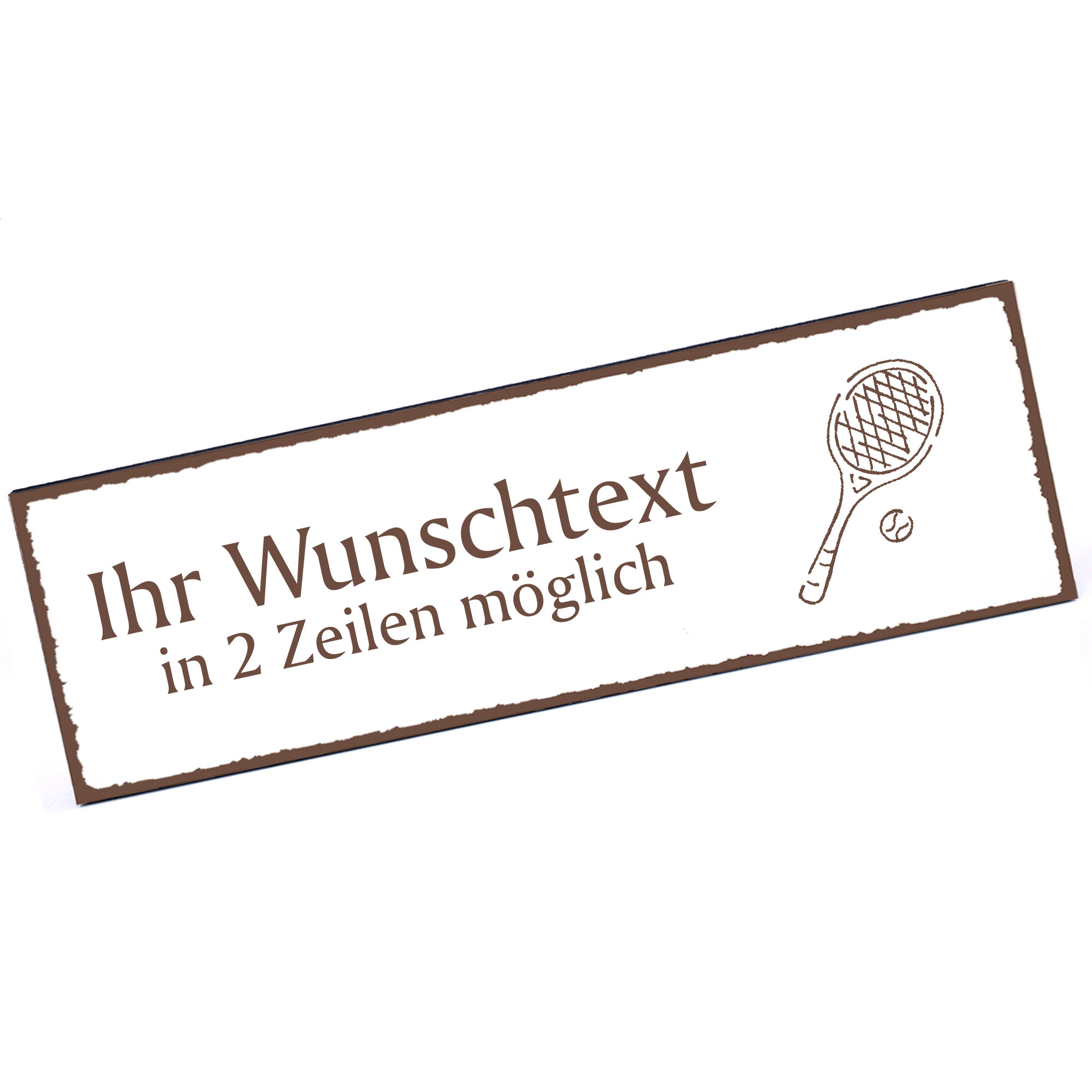 Türschild Tennisschläger  Namensschild personalisiert mit Gravur - 150mm x 50mm - selbstklebend