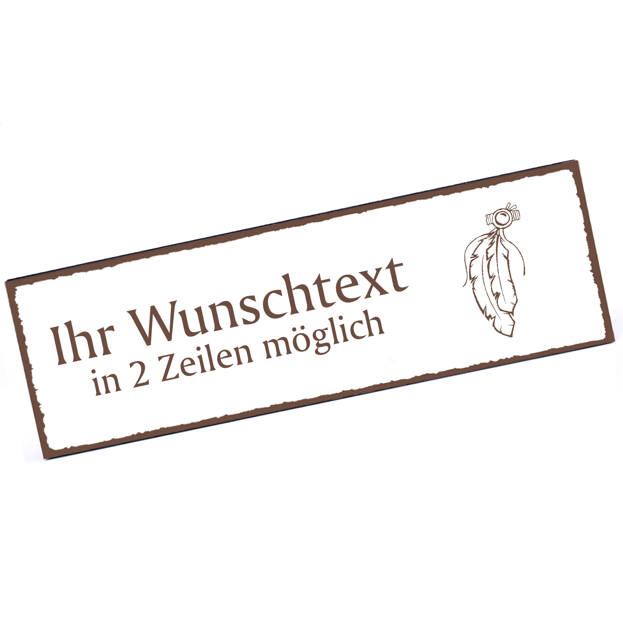 Türschild Indianerfeder  Namensschild personalisiert mit Gravur - 150mm x 50mm - selbstklebend