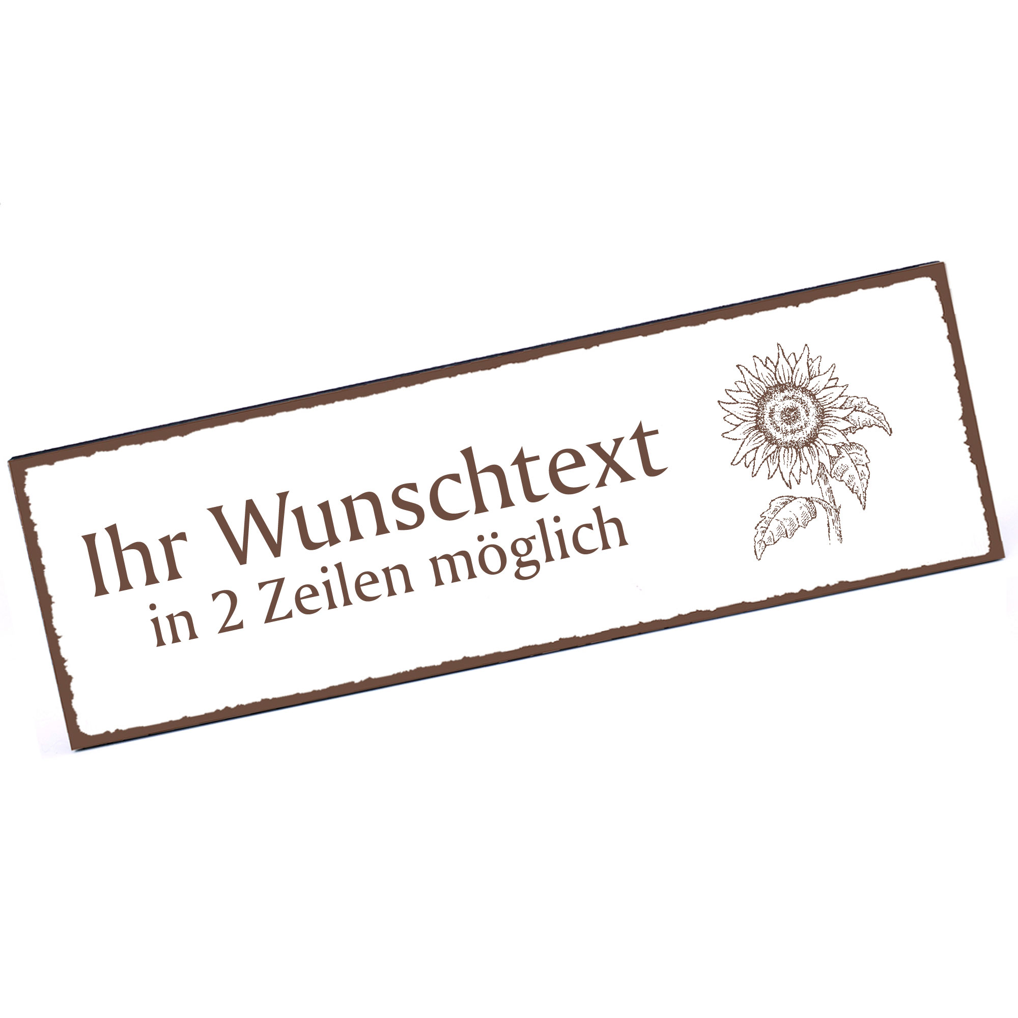 Türschild Sonnenblume  Namensschild personalisiert mit Gravur - 150mm x 50mm - selbstklebend