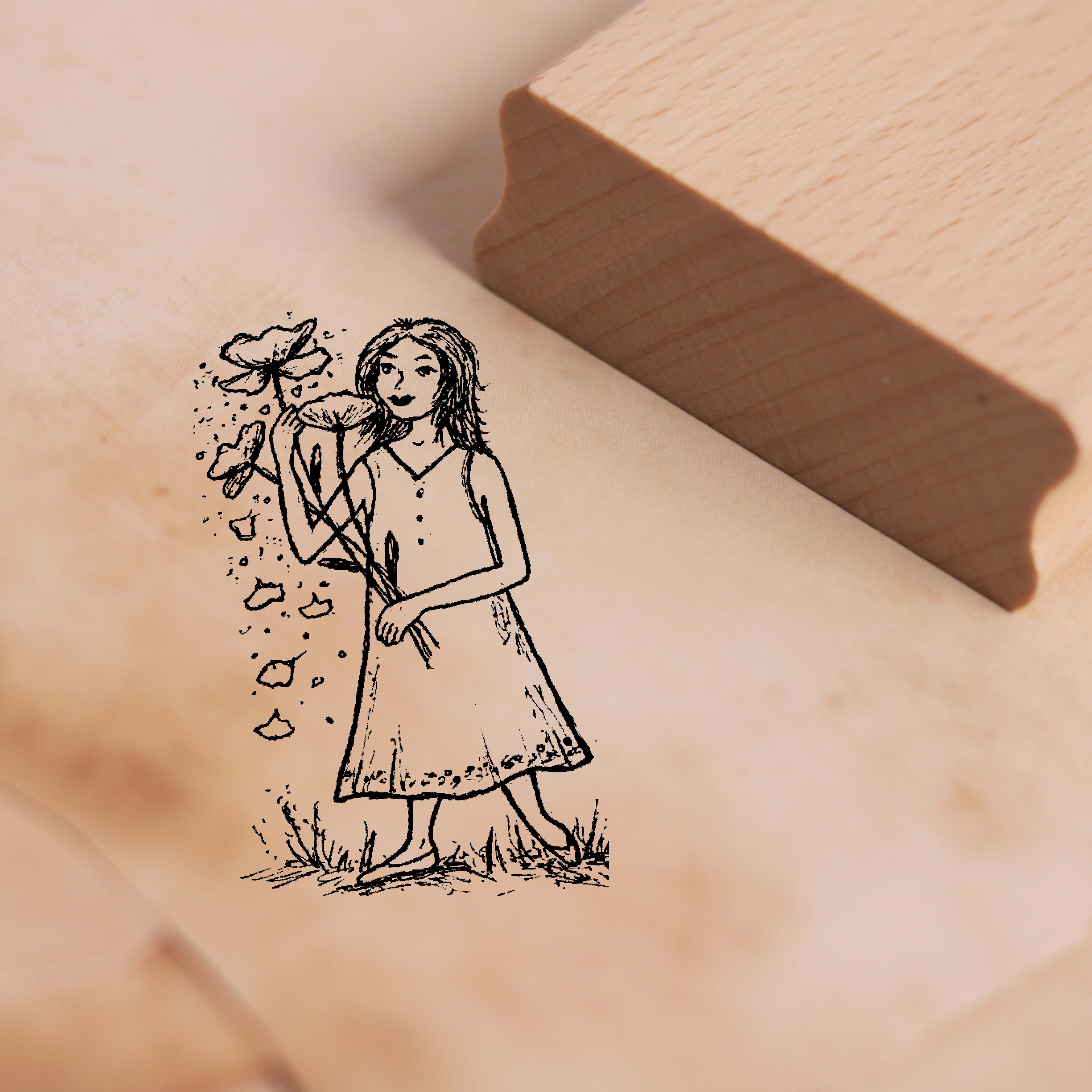 Motivstempel Blumenmädchen Stempel 27 x 38 mm