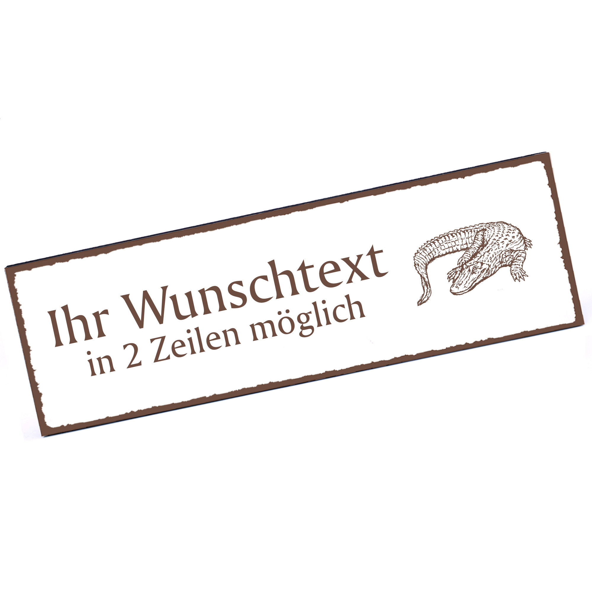 Türschild Aligator Krokodil  Namensschild personalisiert mit Gravur - 150mm x 50mm - selbstklebend