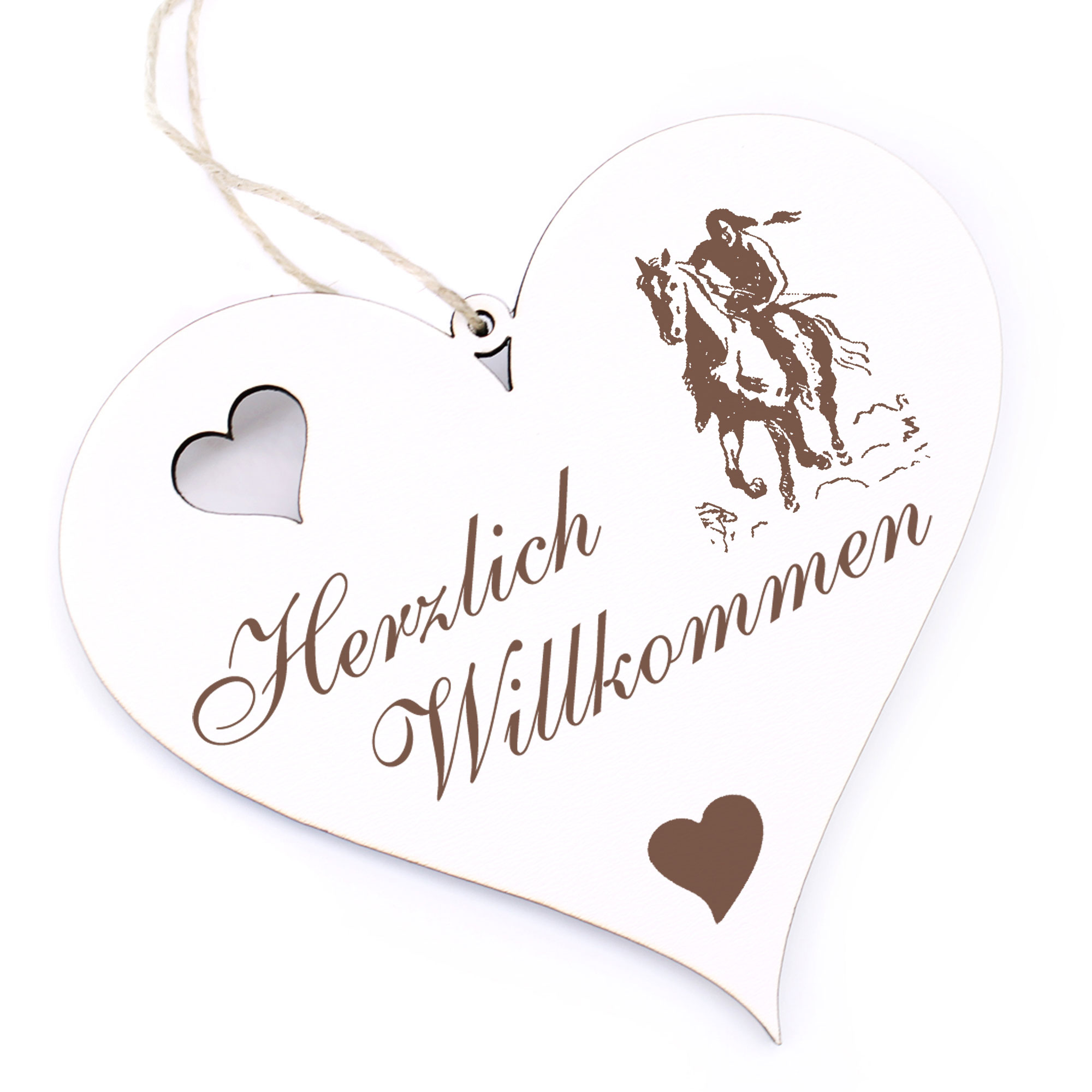 Herzlich Willkommen Schild - Indianer - Deko Herz Holz