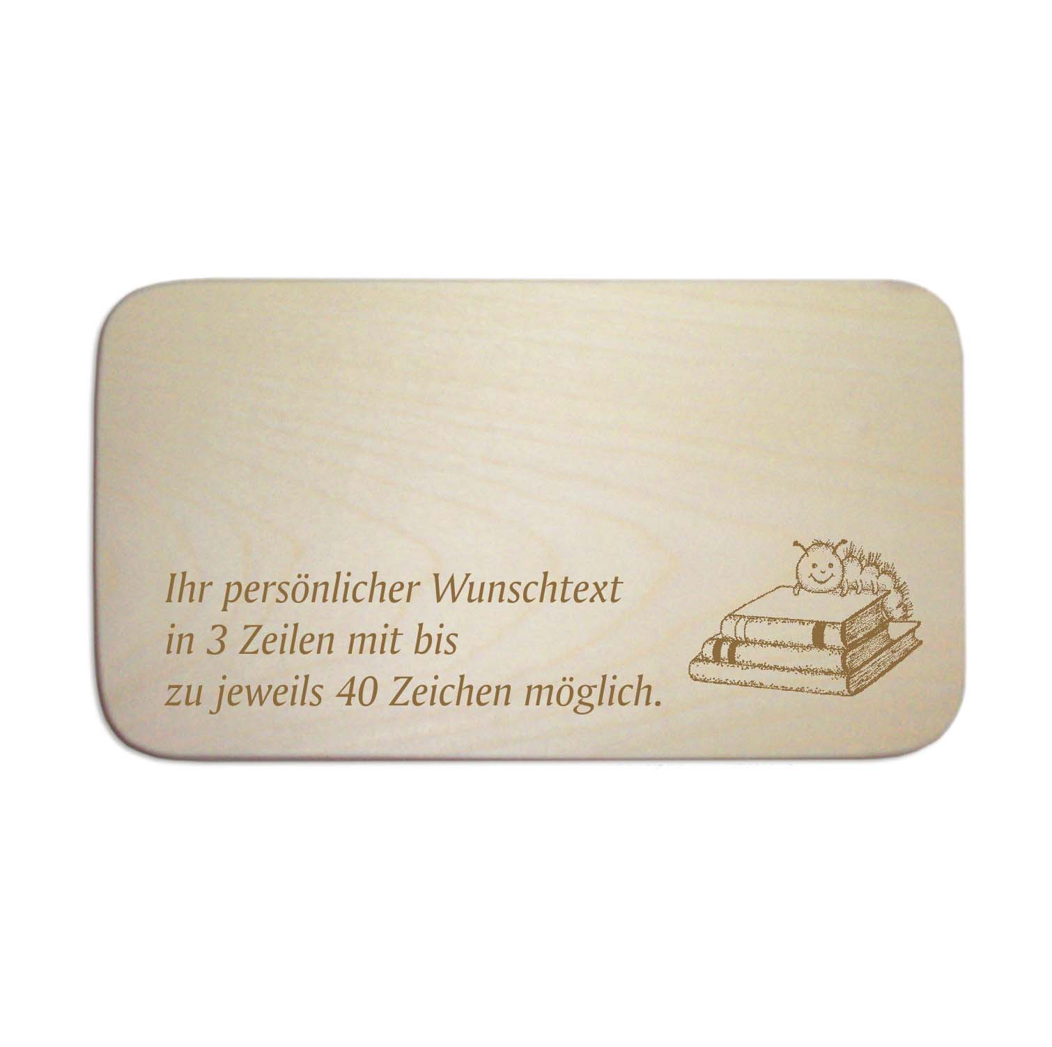 Frühstücksbrettchen « kleine BÜCHERRAUPE » für Kinder - mit Wunschgravur
