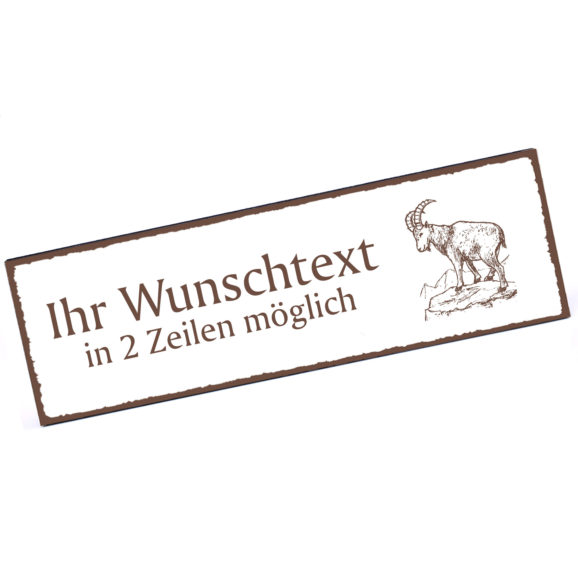 Türschild Steinbock  Namensschild personalisiert mit Gravur - 150mm x 50mm - selbstklebend