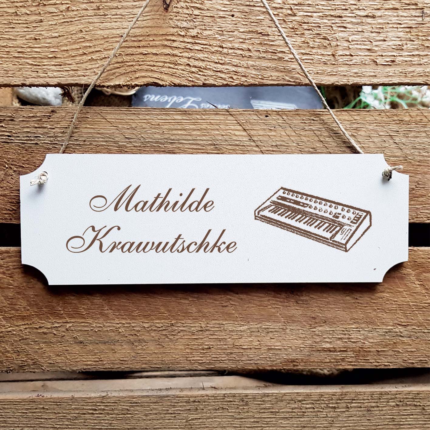 Schild « Keyboard » Namensschild Türschild zum Anhängen - 20 x 6,7 cm