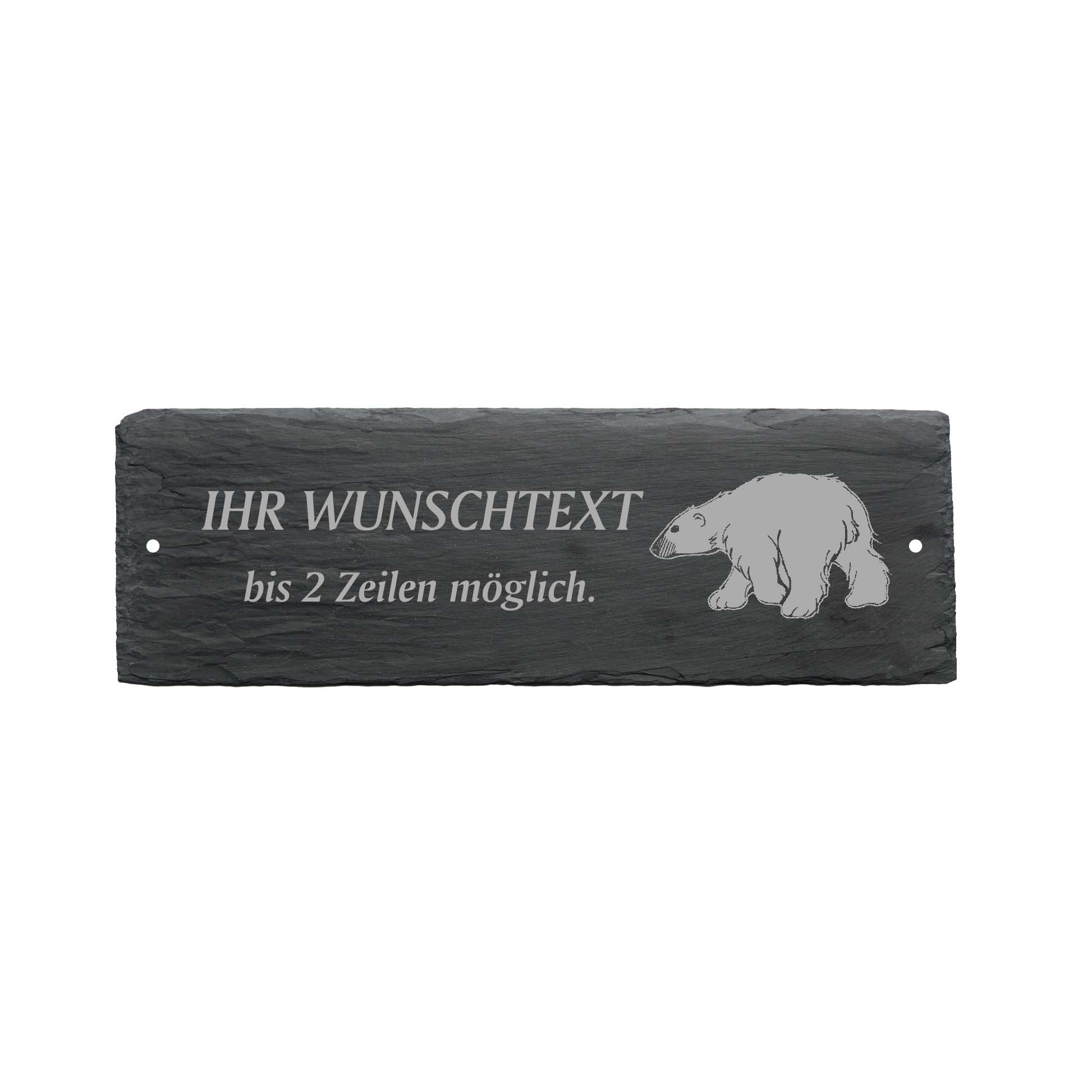 Türschild « EISBÄR » ca. 22 x 8 cm - aus Schiefer