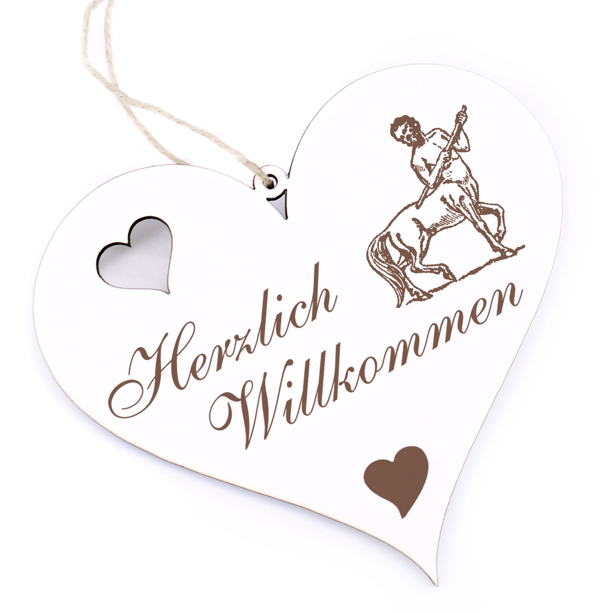 Herzlich Willkommen Schild - Kentaur - Deko Herz Holz