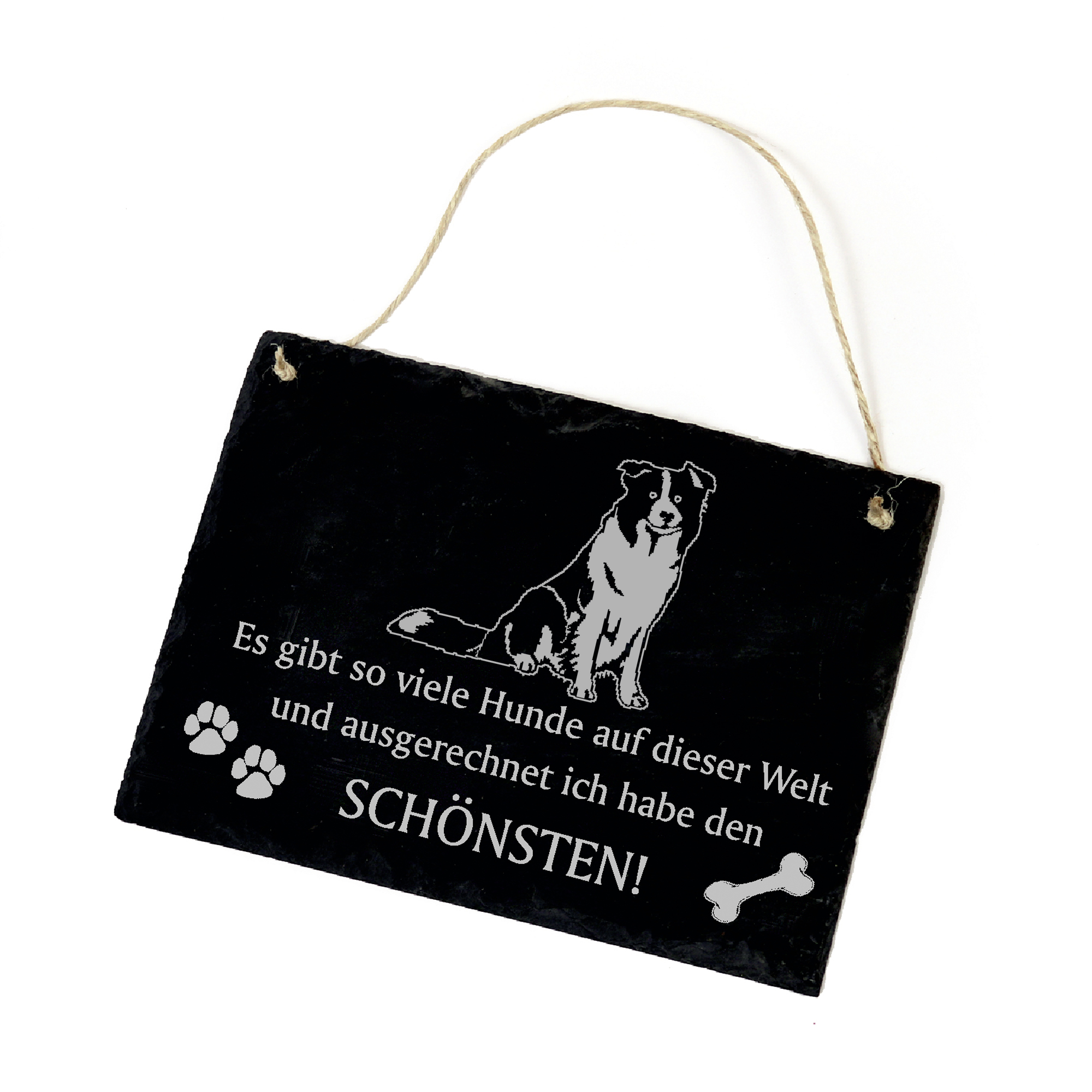 Hundeschild Border Collie Schild aus Schiefer - Ich habe den schönsten - 22cm x 16cm