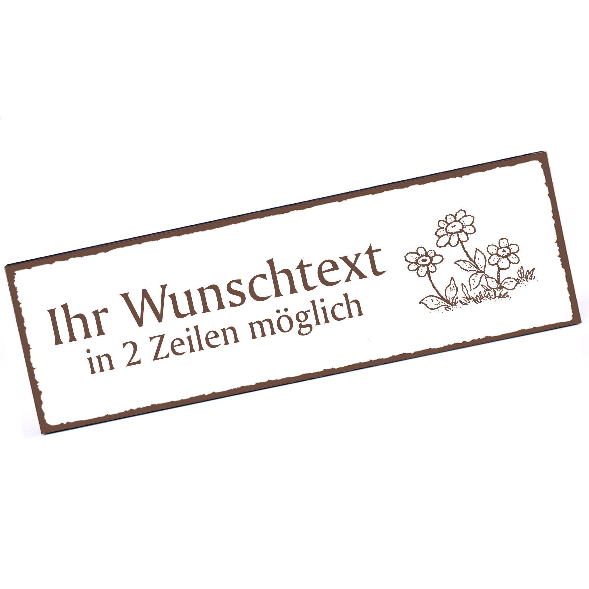 Türschild drei Gänseblümchen  Namensschild personalisiert mit Gravur - 150mm x 50mm - selbstklebend